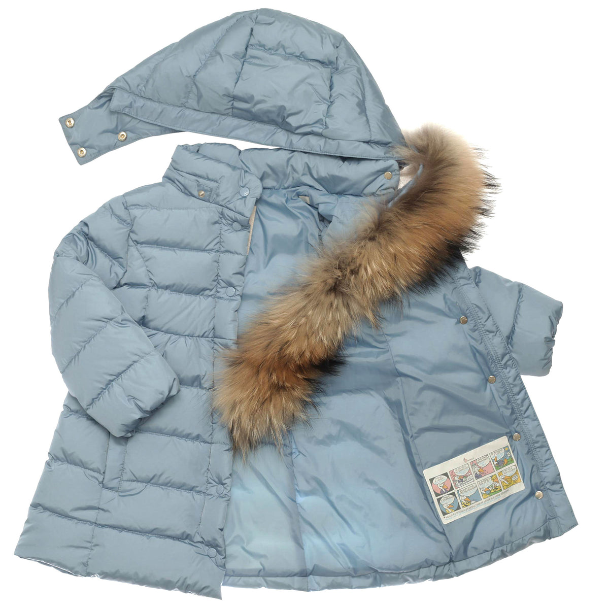 Girls Sky Blue Plush Trims Hooded 'Neste'Jacket - CÉMAROSE | Children's Fashion Store - 3