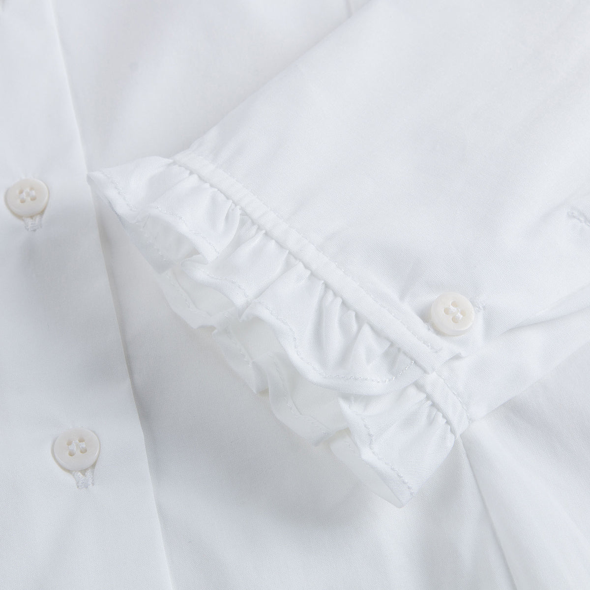 Chemisier blanc en coton avec col à volants pour filles