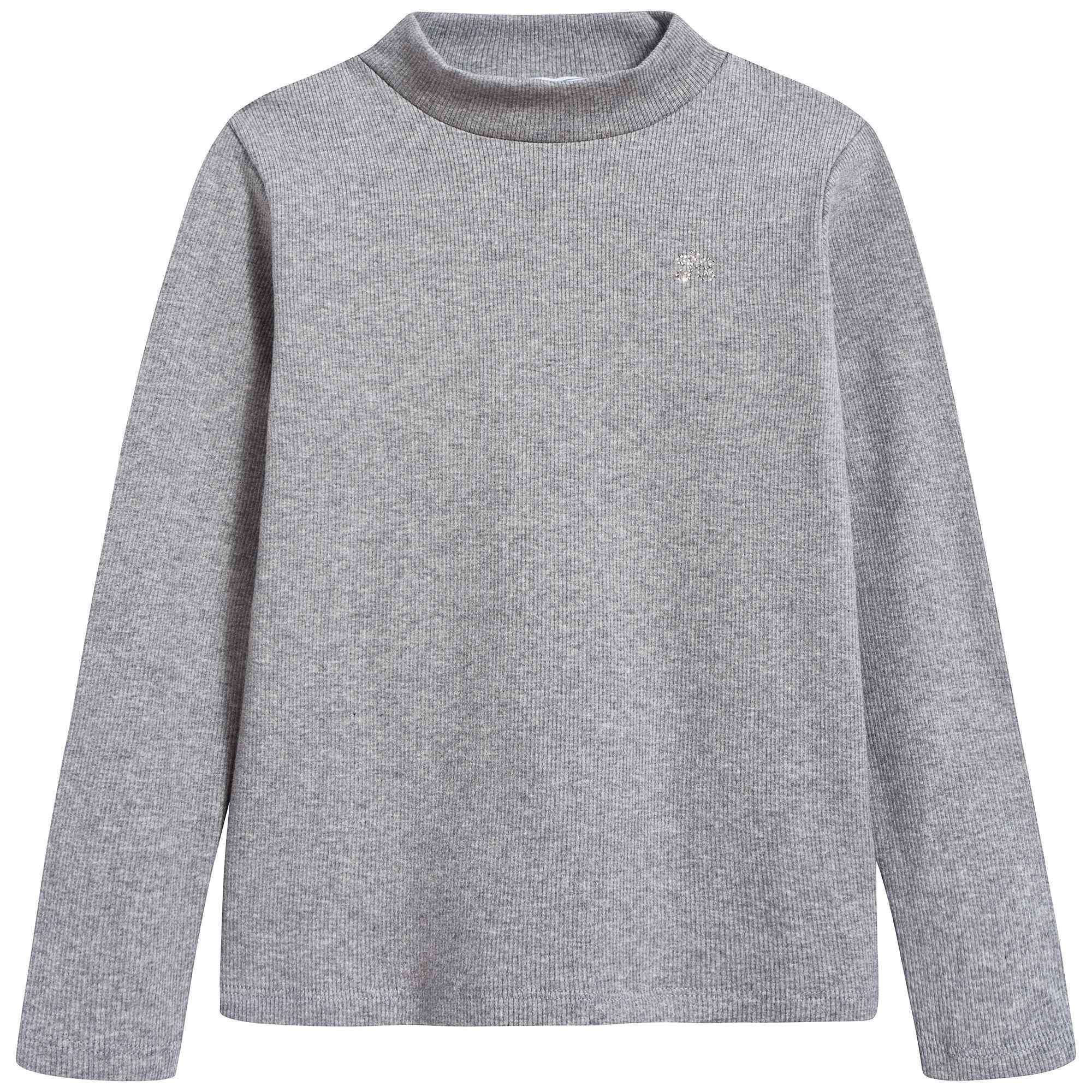 Girls Chine Grey Cotton Pullover