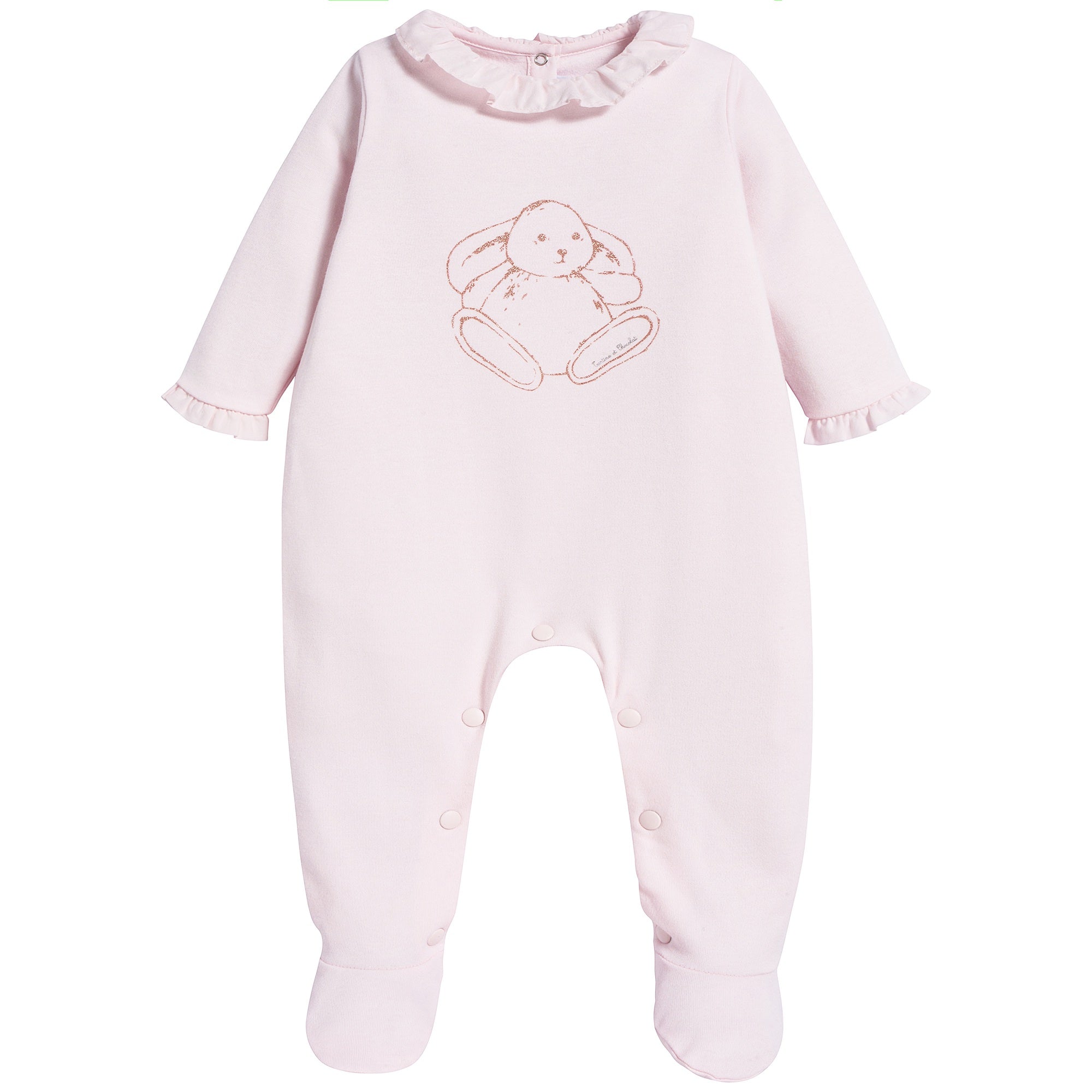 Baby Girls Rose Pale Cotton Babysuit