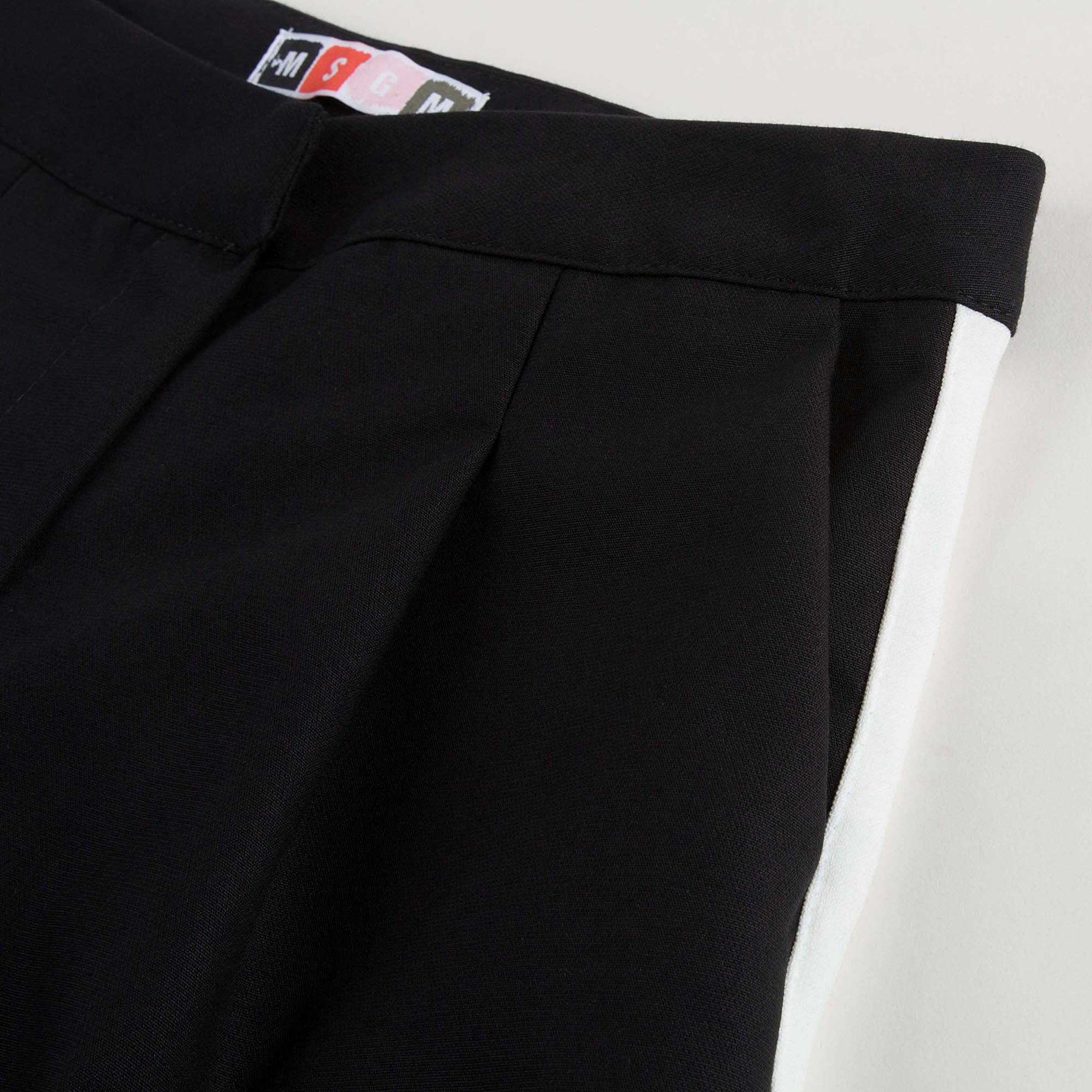 Girls Black Cotton Trouser With White Strape