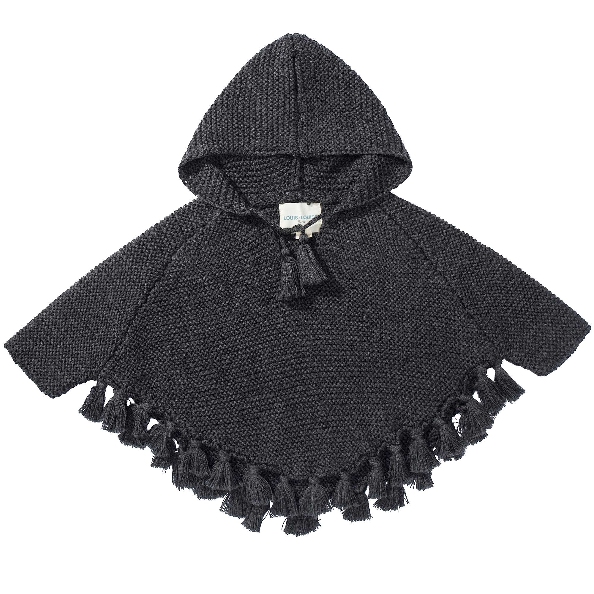 Baby Girls & Girls Wool knitted Grey Poncho