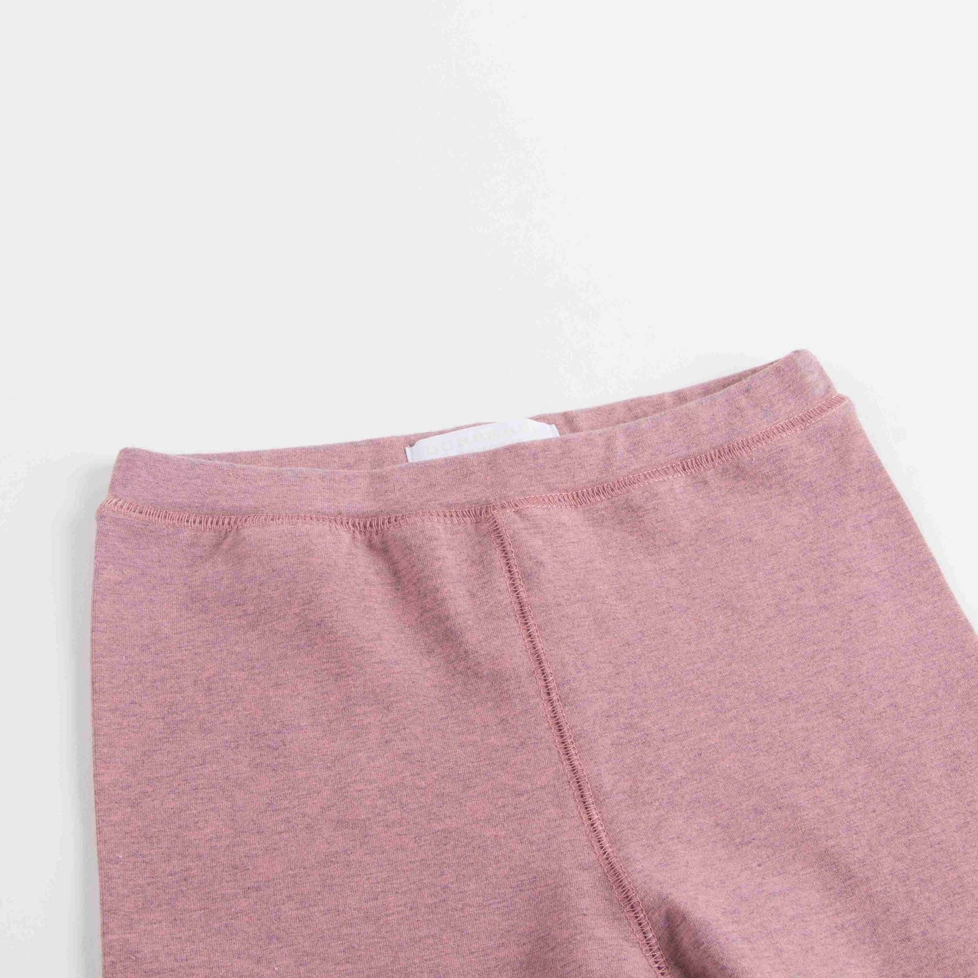 Girls Pink Cotton Leggings With Check Cuffs