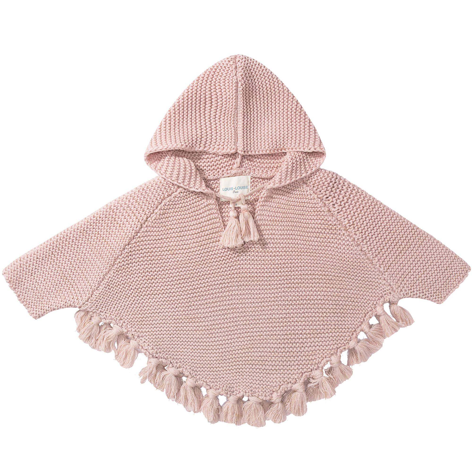 Baby Girls & Girls Wool knitted Pink Poncho