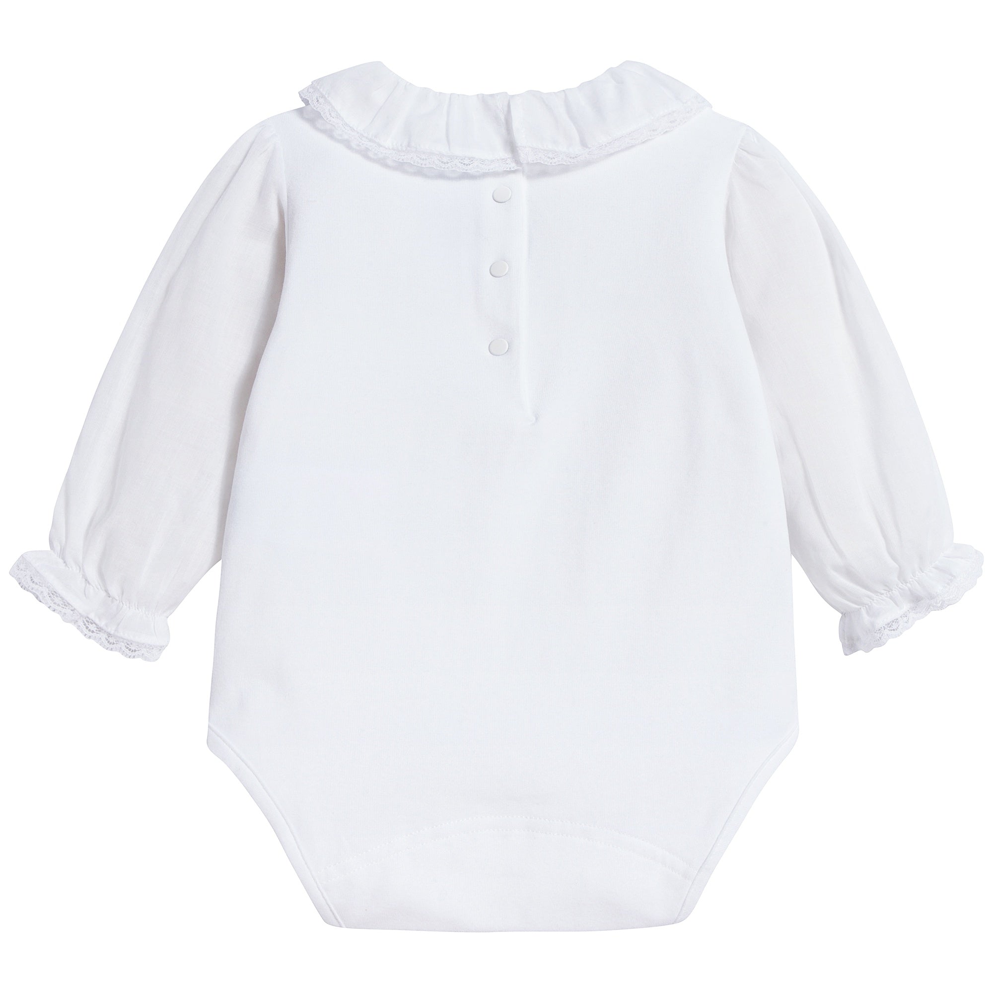 Baby Girls White Cotton Babysuit