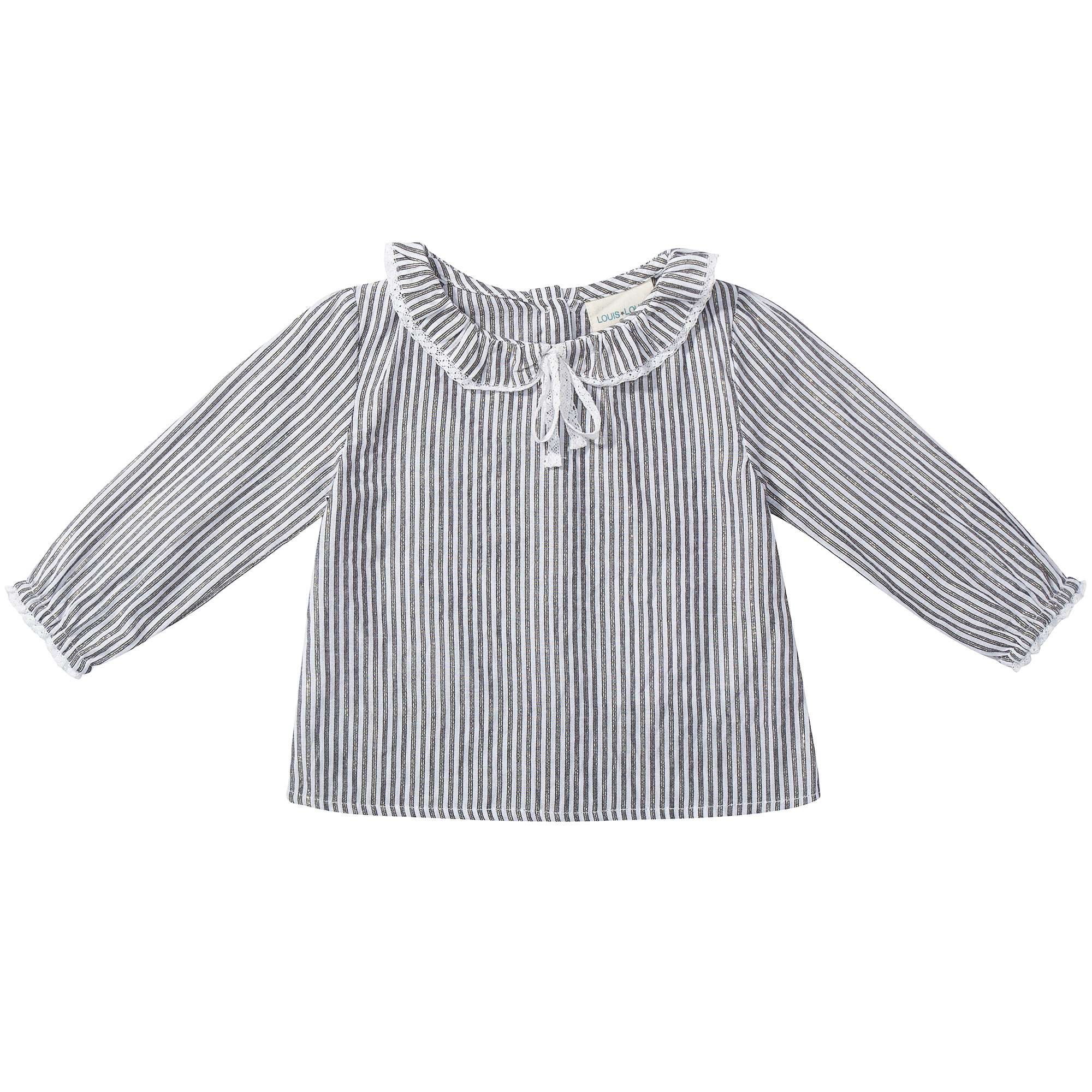 Baby Grey & off white Stripes Gold Cotton Shirts