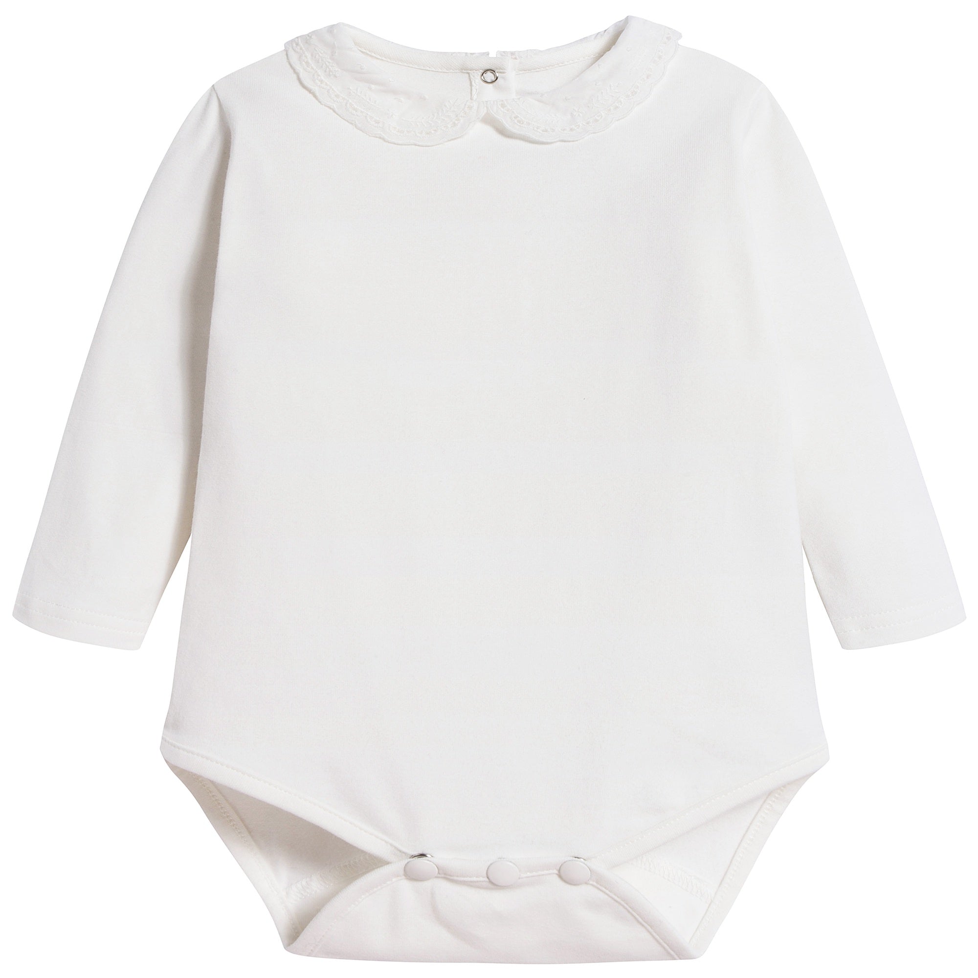 Baby Girls White Cotton Babysuit