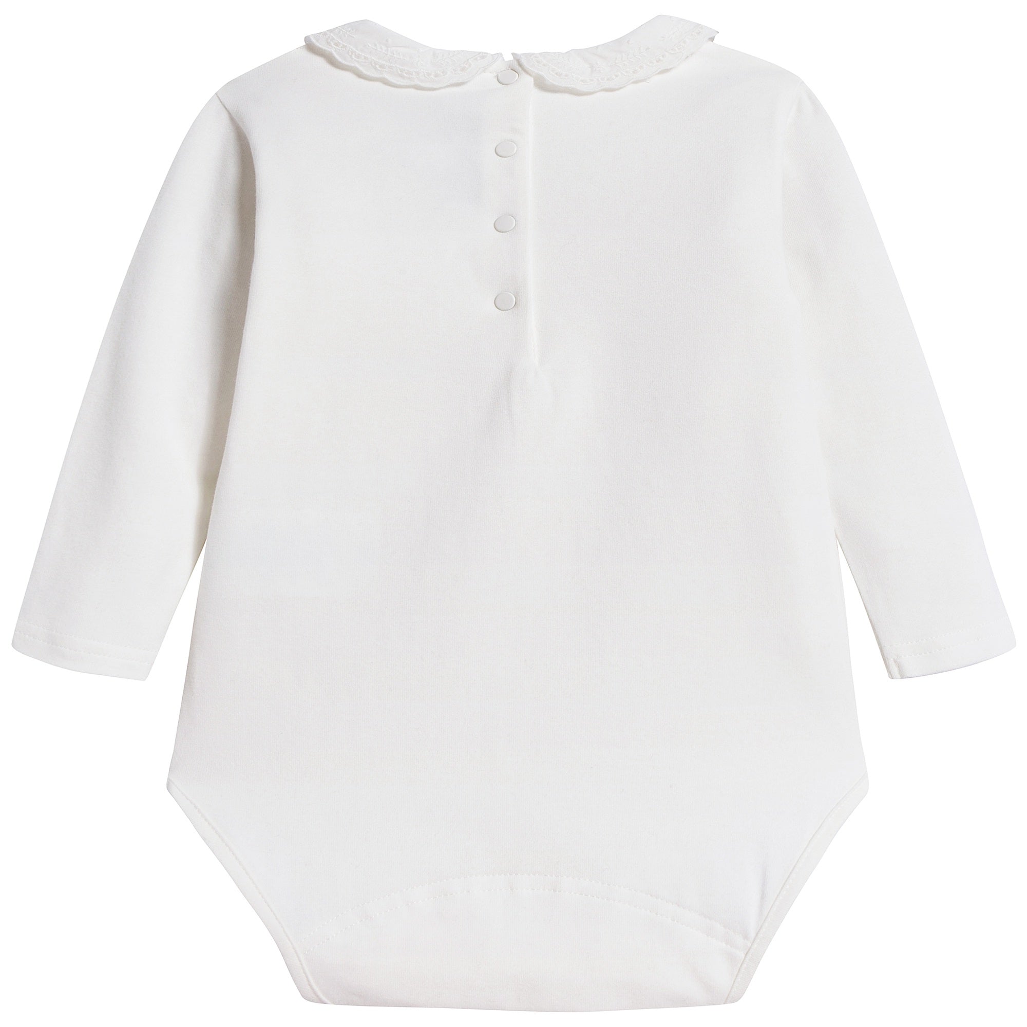 Baby Girls White Cotton Babysuit