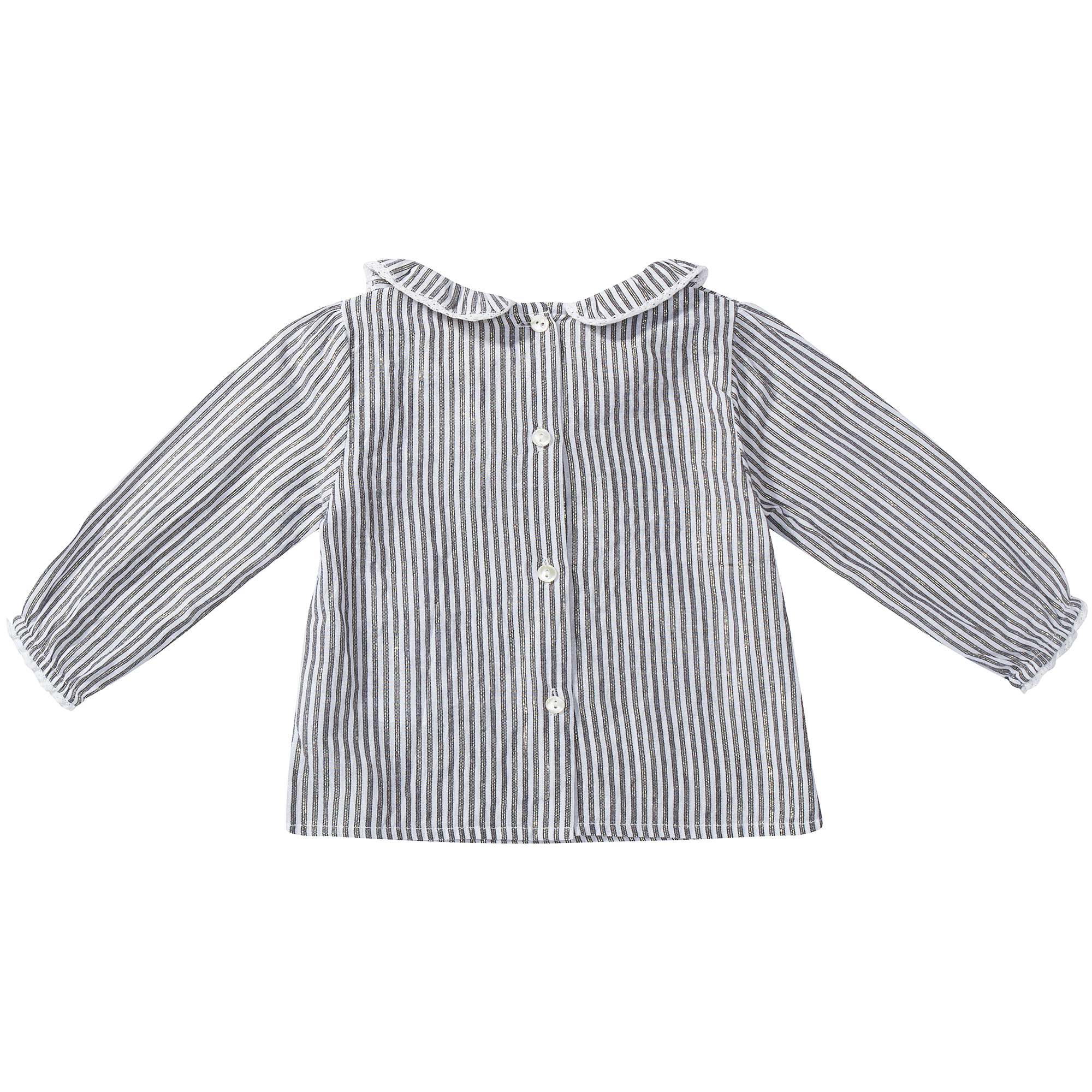 Baby Grey & off white Stripes Gold Cotton Shirts
