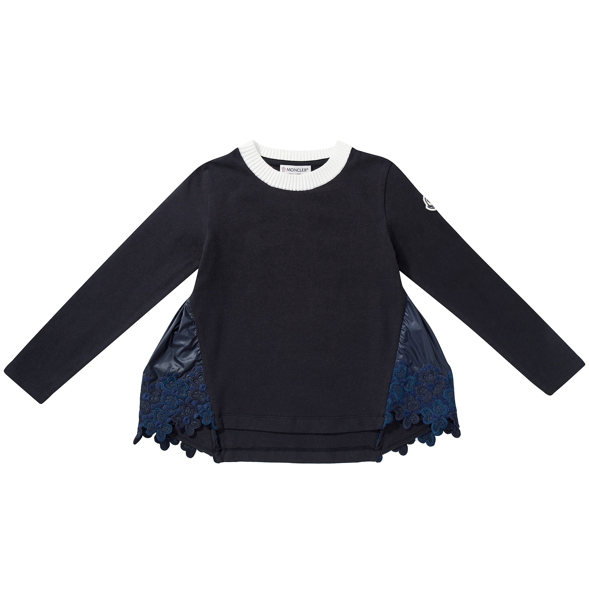Girls Navy Blue Cotton Maglia T-shirt