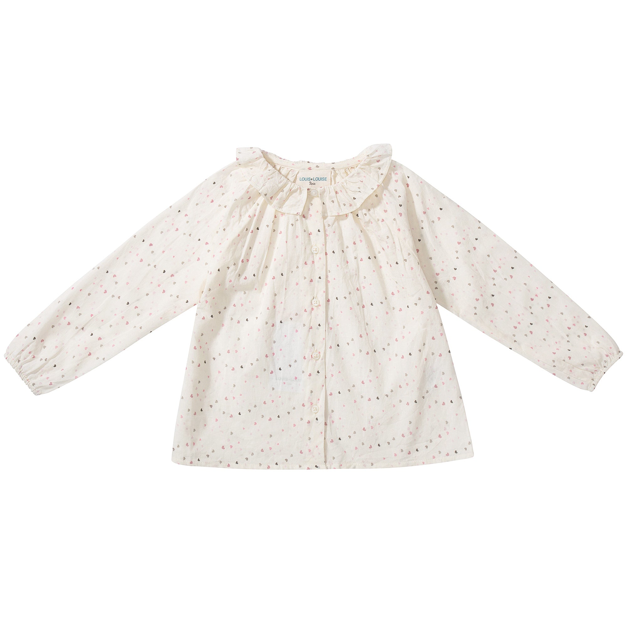 Girls Cream Heart Cotton Bluose