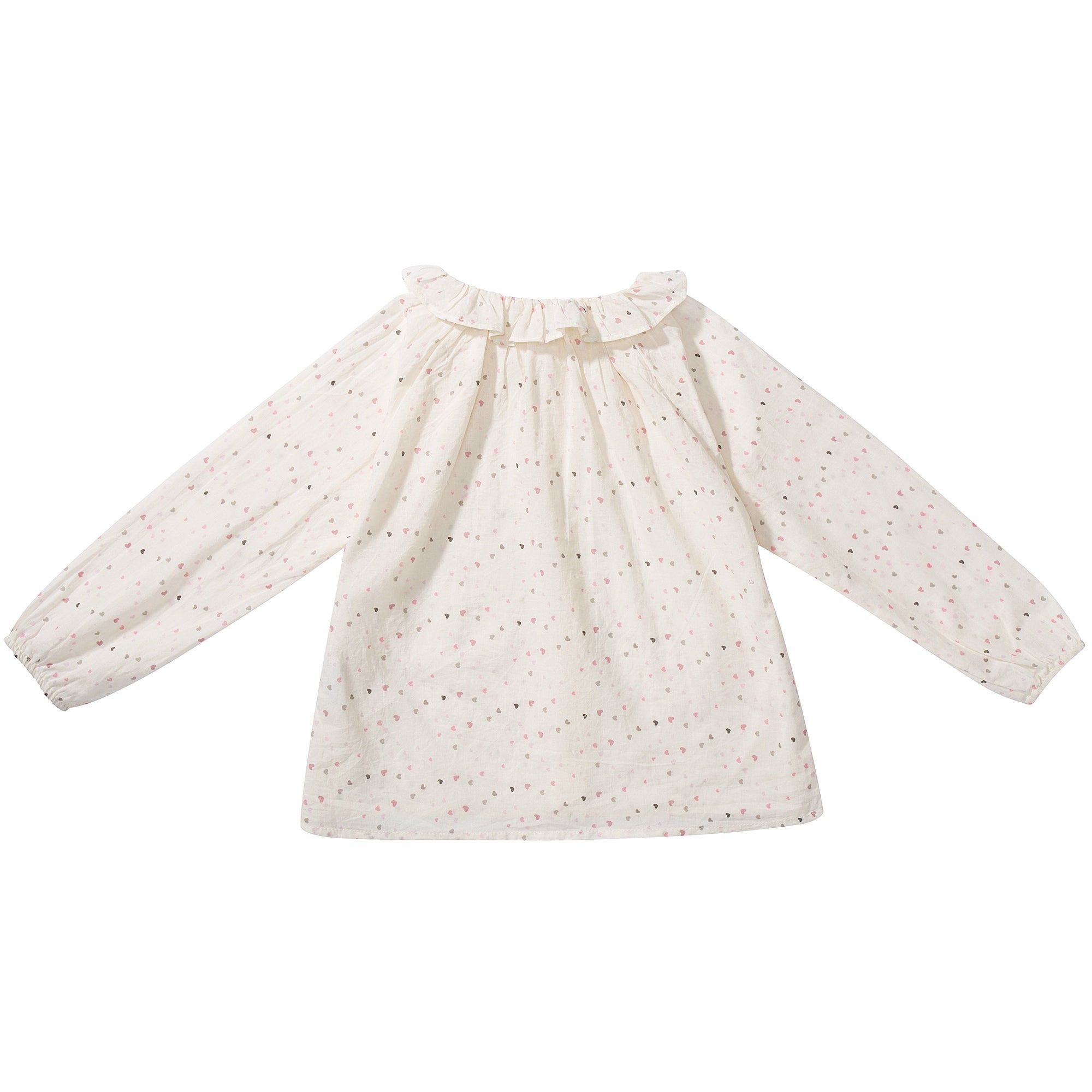 Girls Cream Heart Cotton Bluose