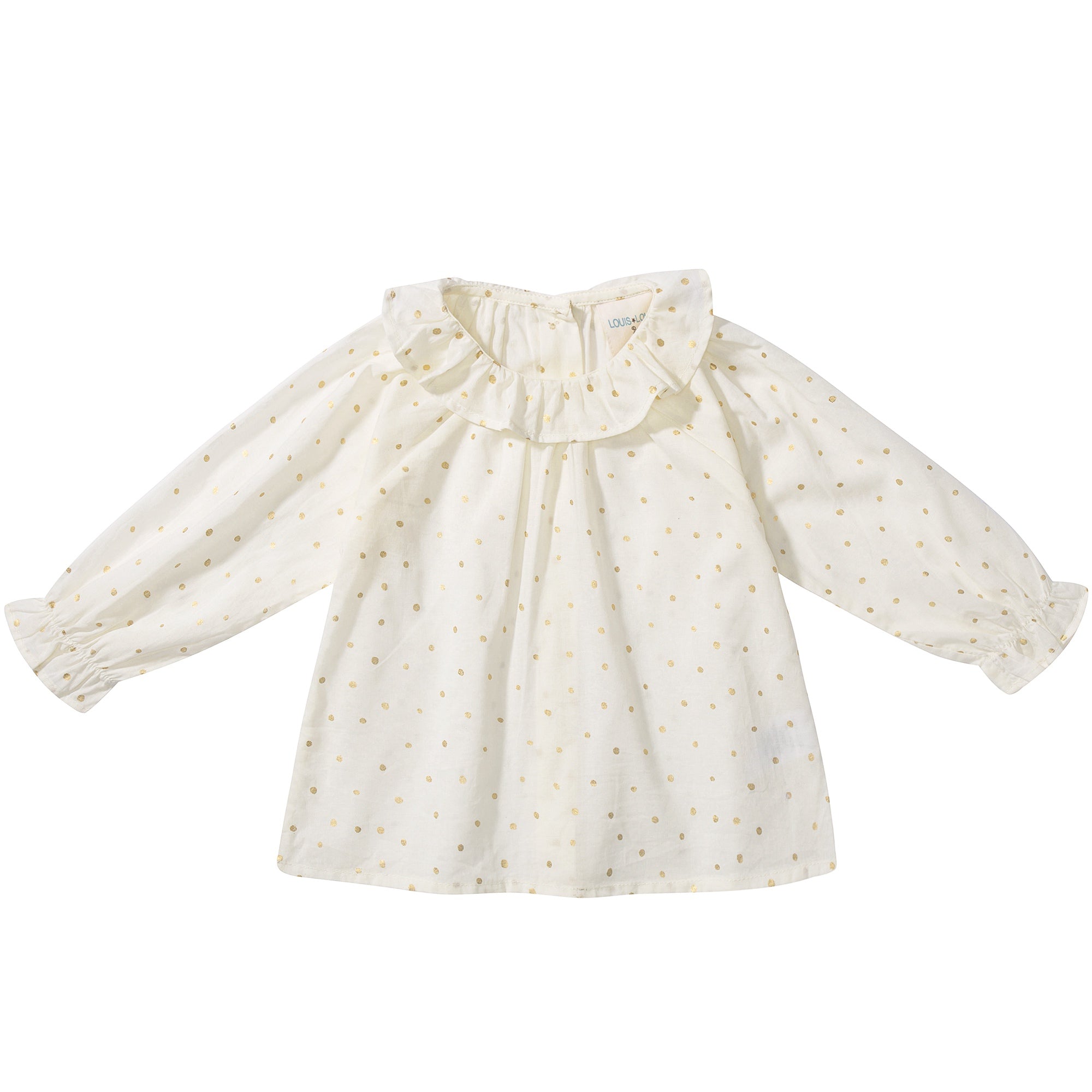 Baby Girls Cream Cotton gold dots Cotton Blouse