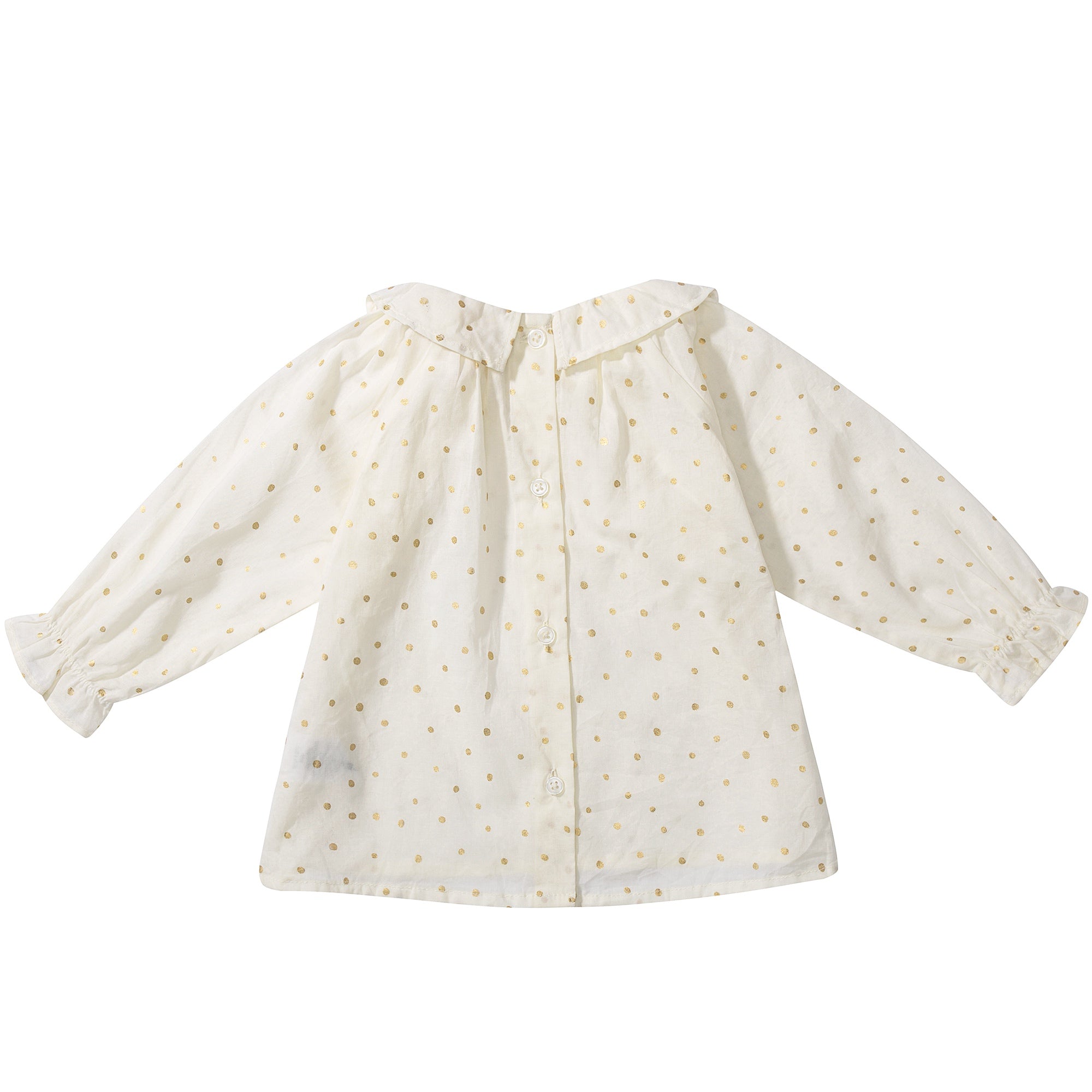 Baby Girls Cream Cotton gold dots Cotton Blouse