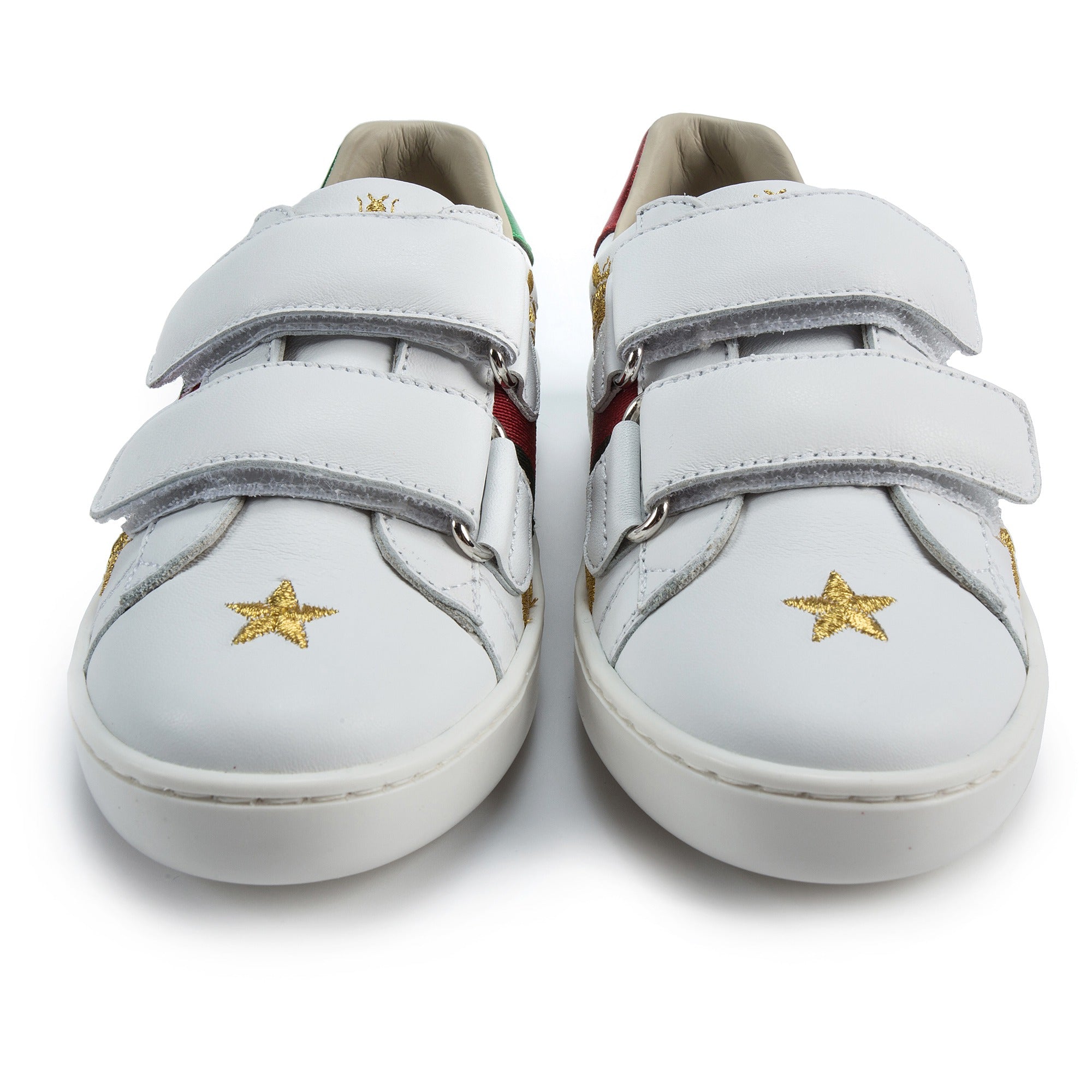 Girls & Boys White Velcro Leather Board Shoes