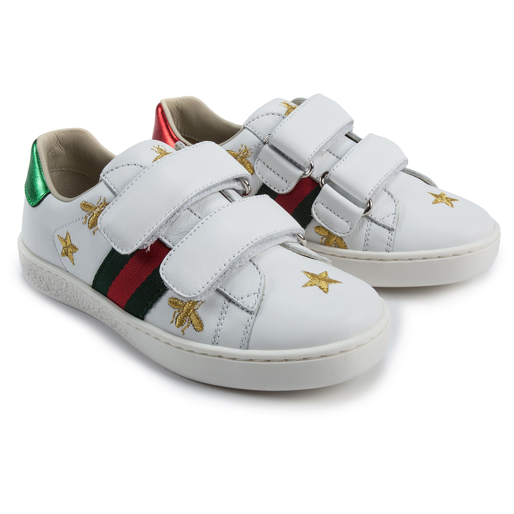 Girls & Boys White Velcro Leather Board Shoes