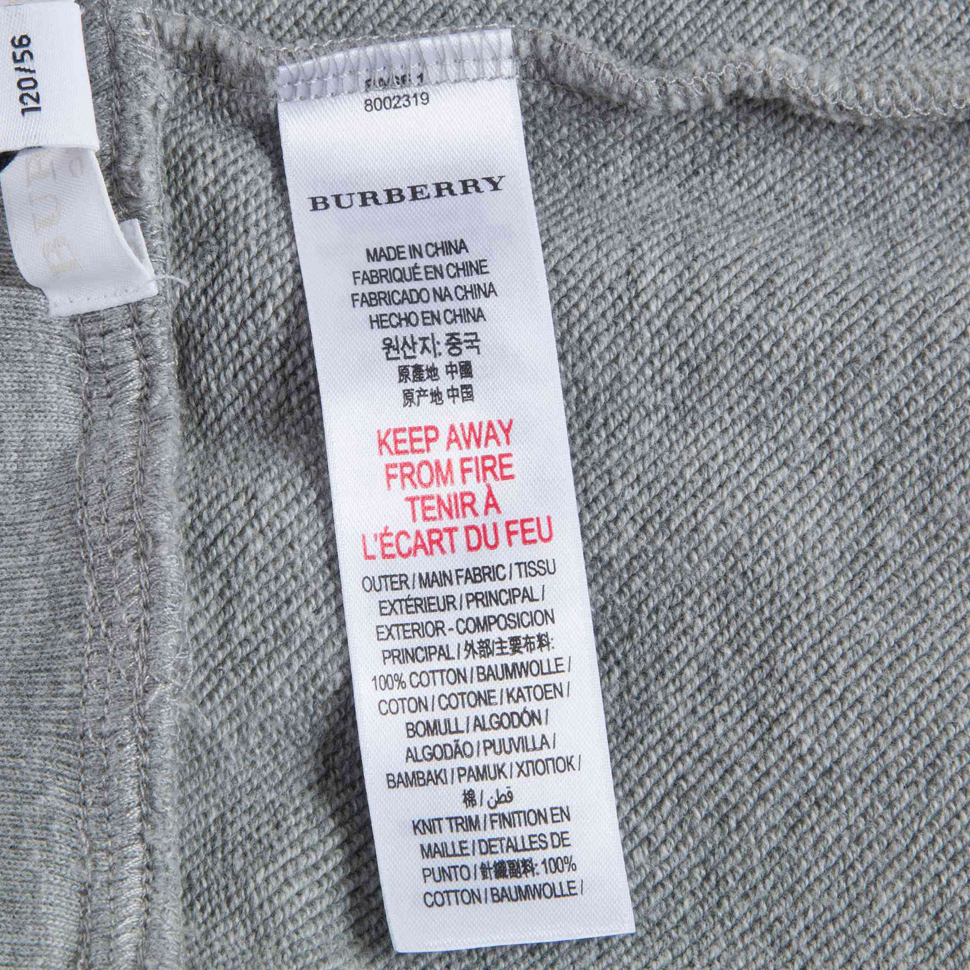Girls Grey Melange Cotton Trousers