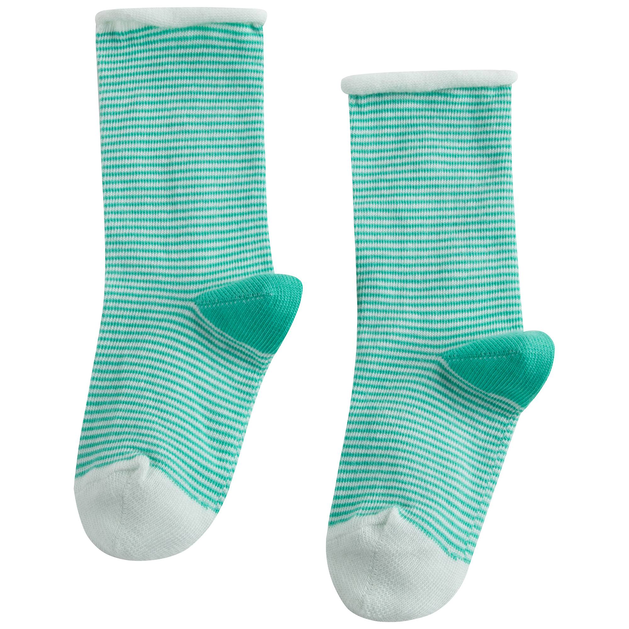 Girls Mint Stripe Cotton Socks