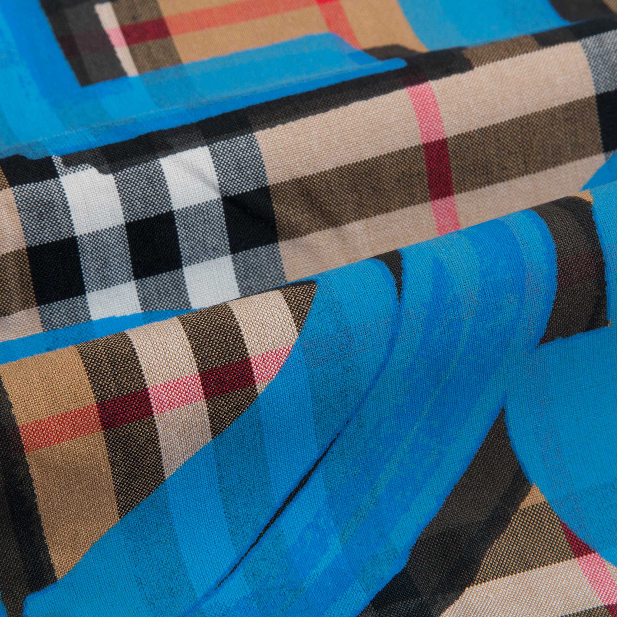 Girls Bright Blue Check Cotton Dress