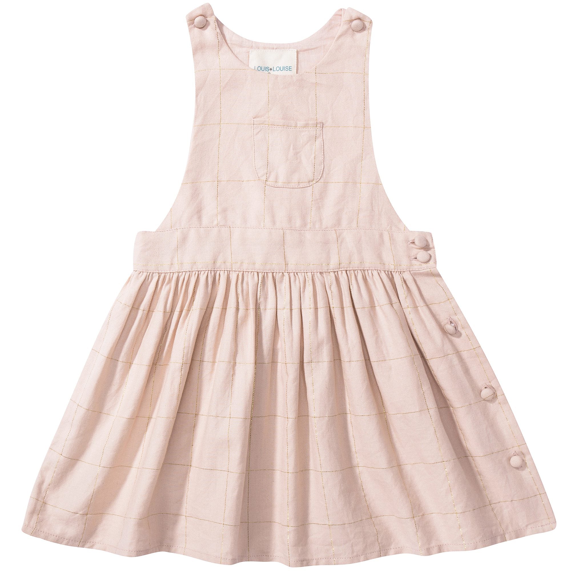 Baby Girls Pink Big check gold lurex Cotton Dress