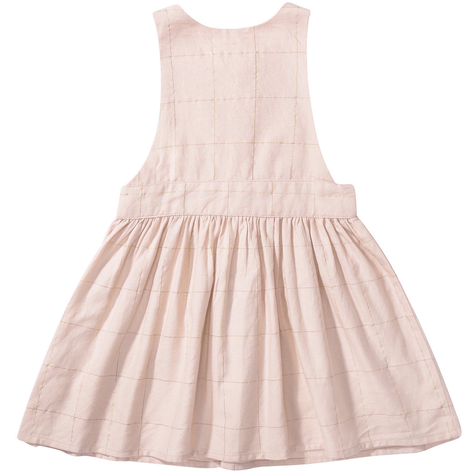 Baby Girls Pink Big check gold lurex Cotton Dress
