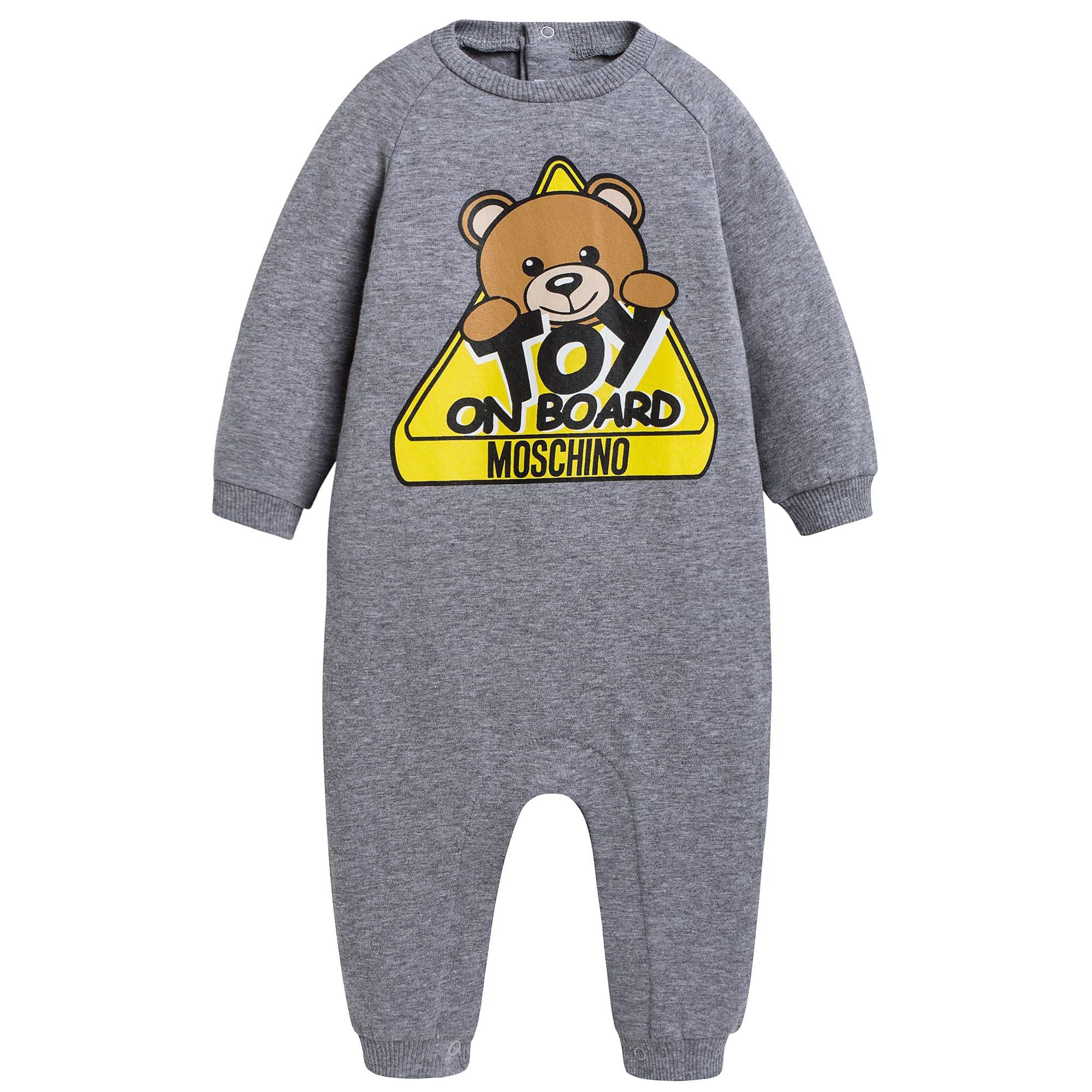 Baby Grey Cotton Toy Babygrow
