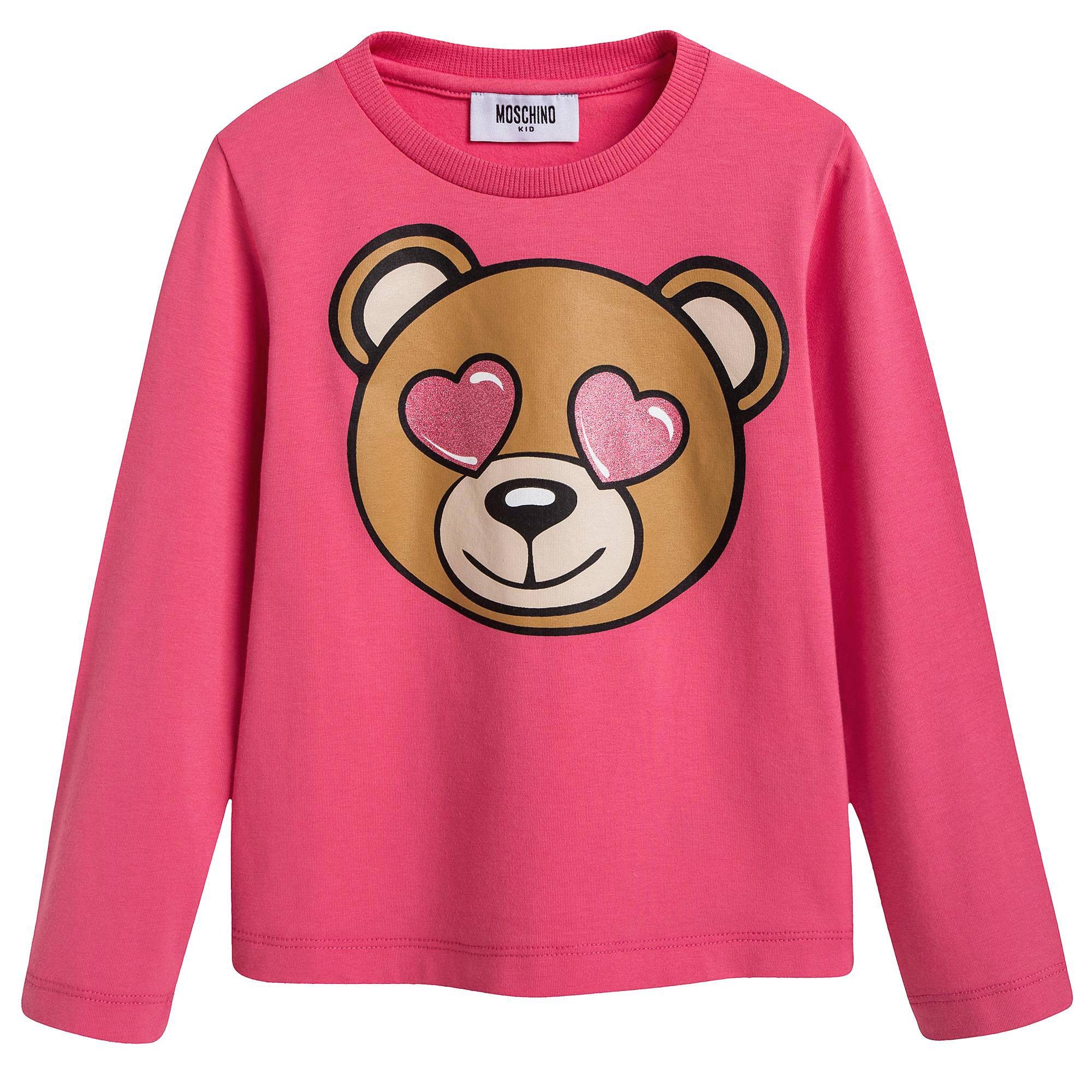 Girls Coral Pink Teddy Top