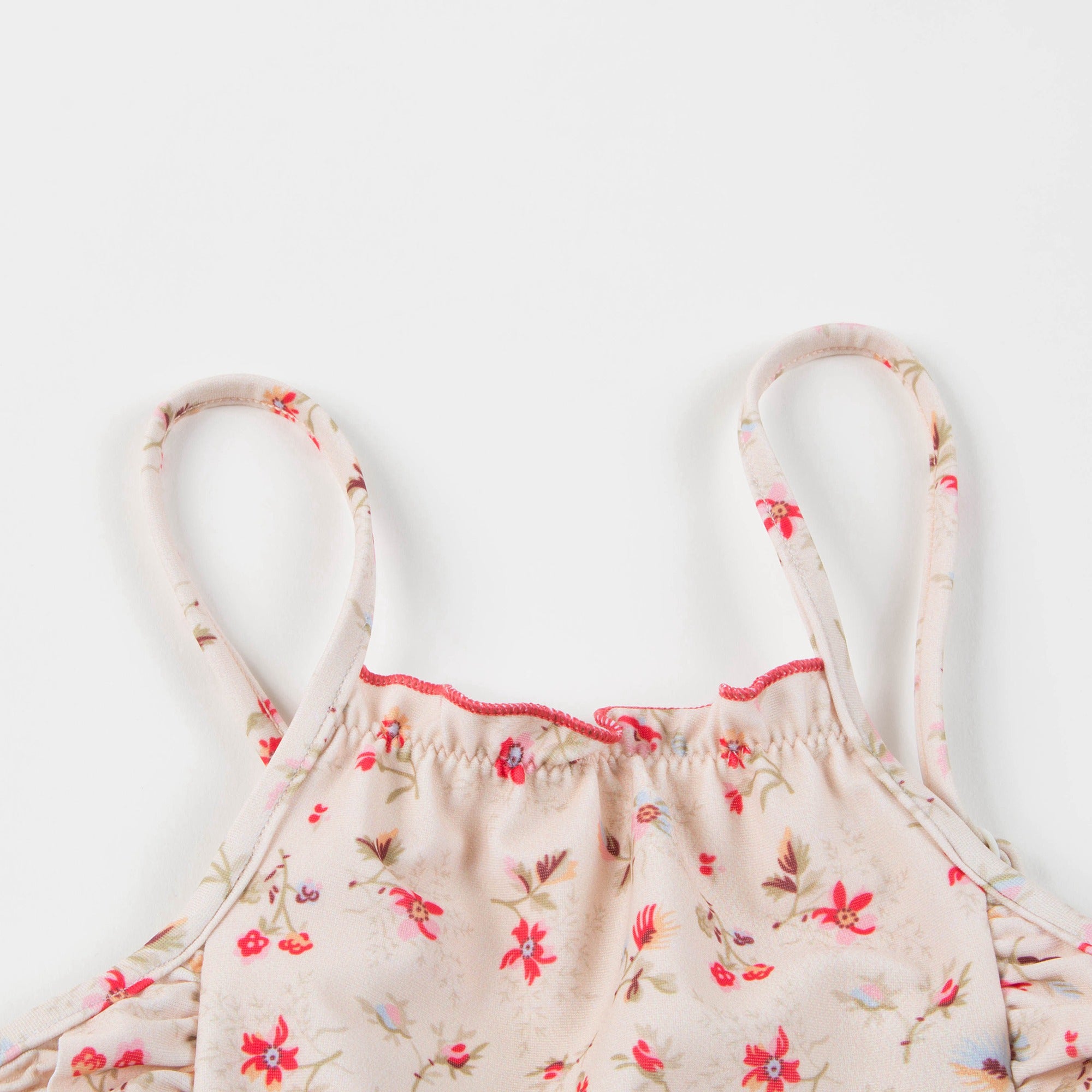 Girls Pink Floral Jersey Swimsuit