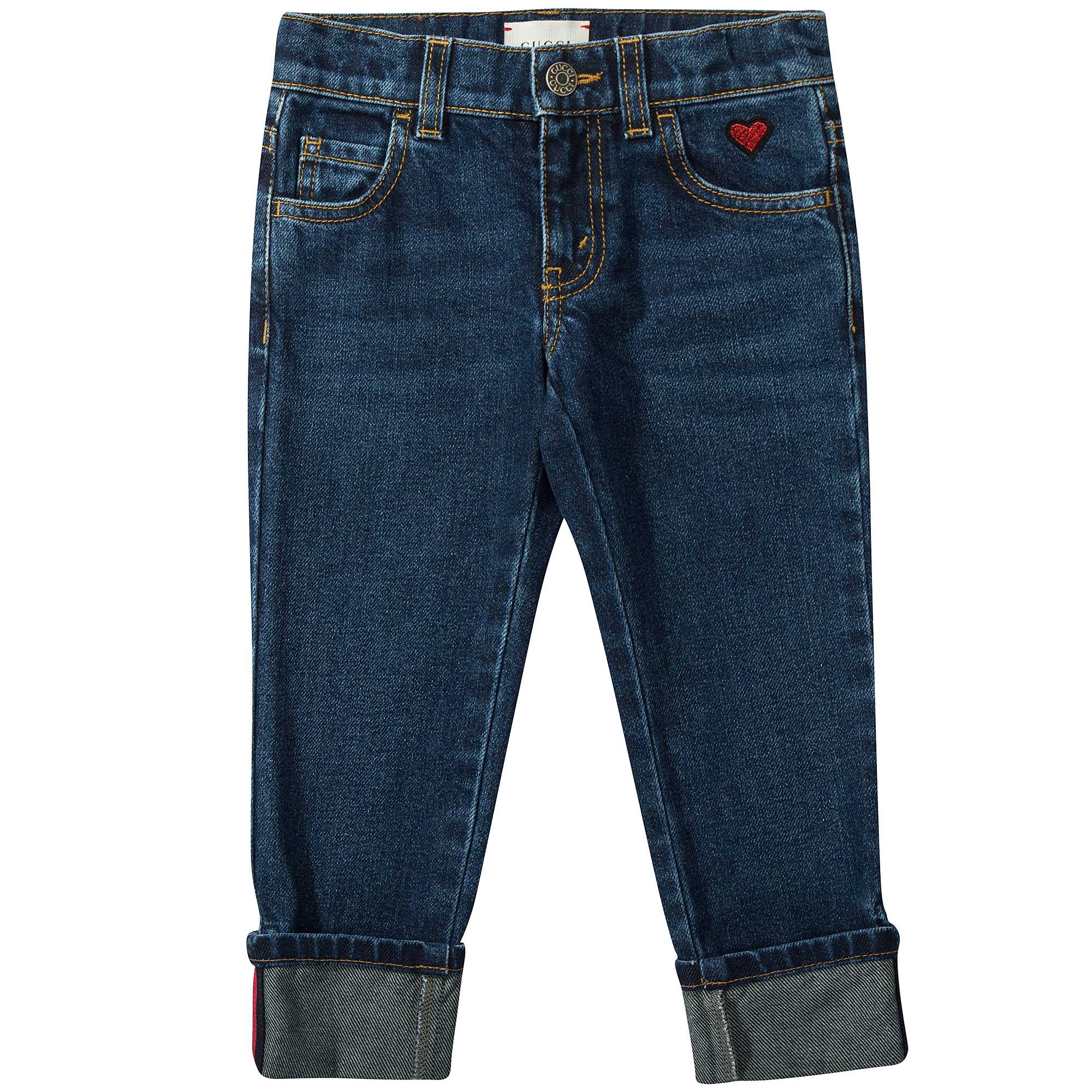 Girls Blue 鈥淟OVE鈥?Cotton Cowboy Trousers