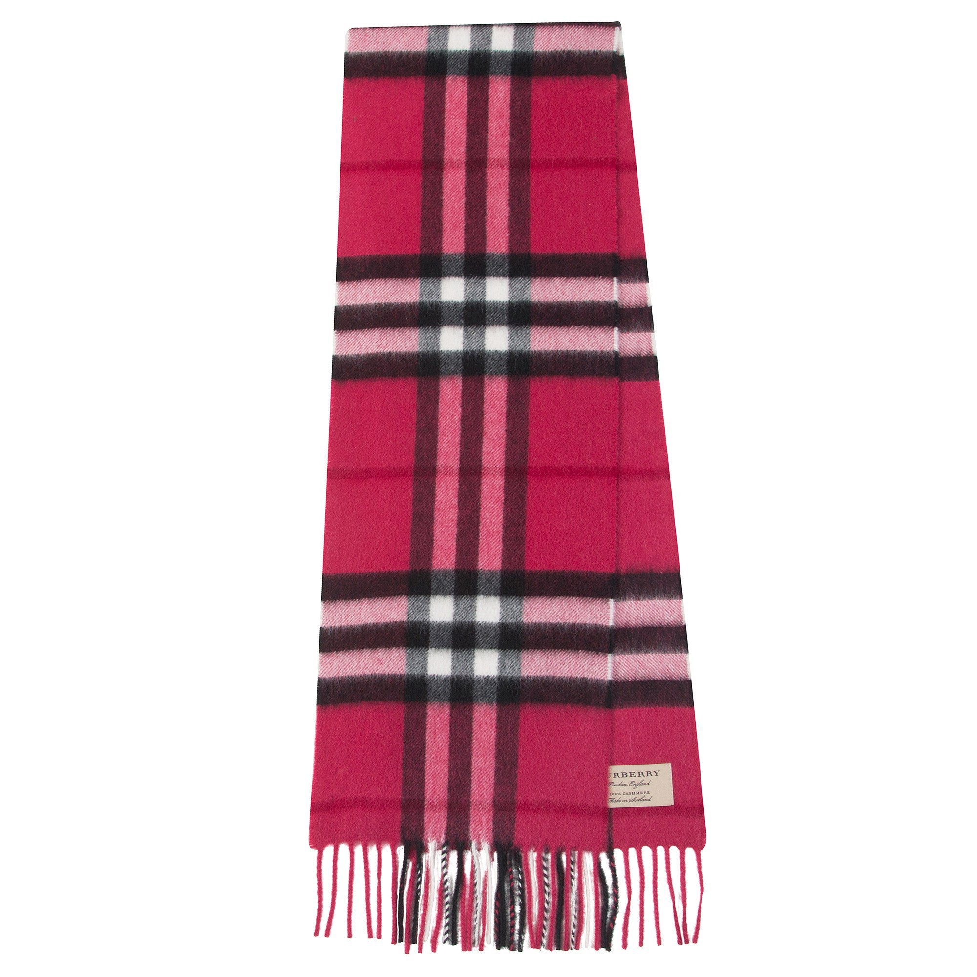 Girls Fuchsia Pink Check Wool Scarves
