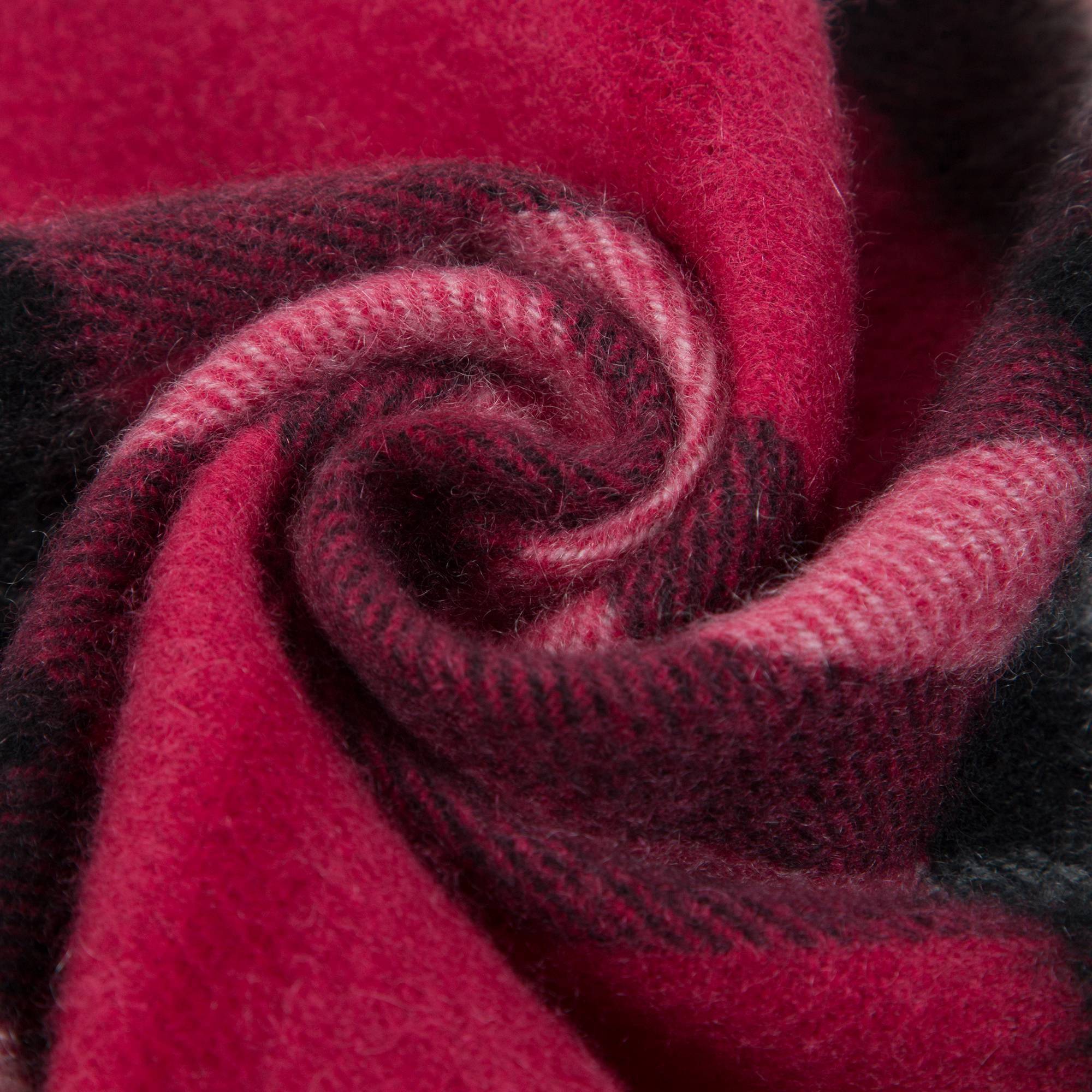 Girls Fuchsia Pink Check Wool Scarves
