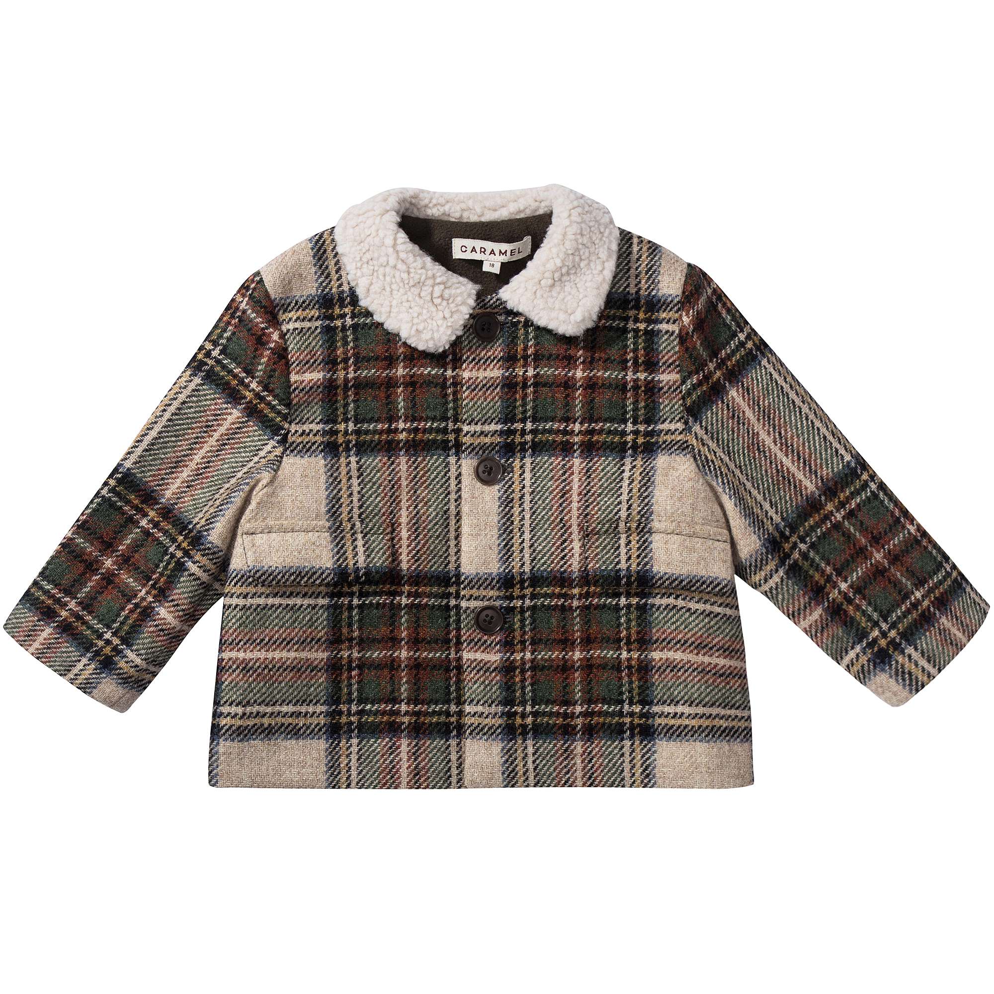 Baby Beige Check Wool Coat