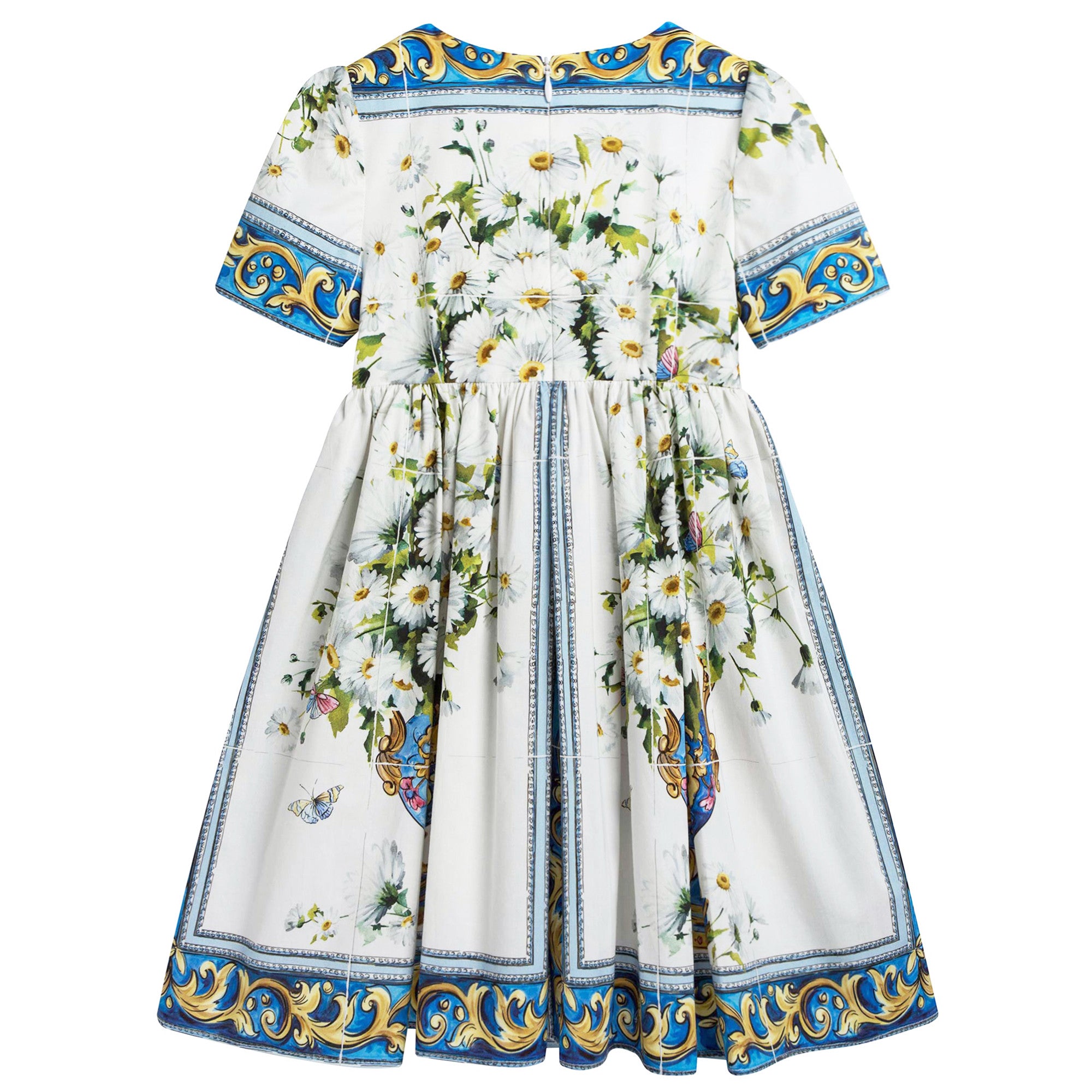 Girls White Daisy Printed Dress