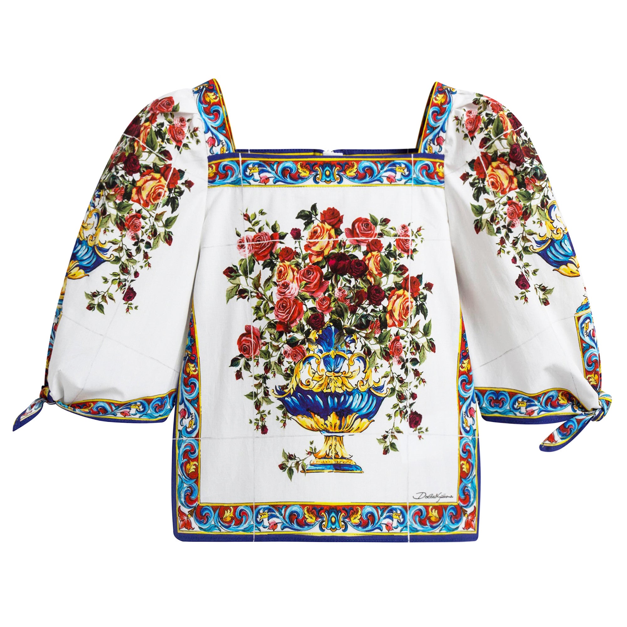 Girls White Rose Printed Top