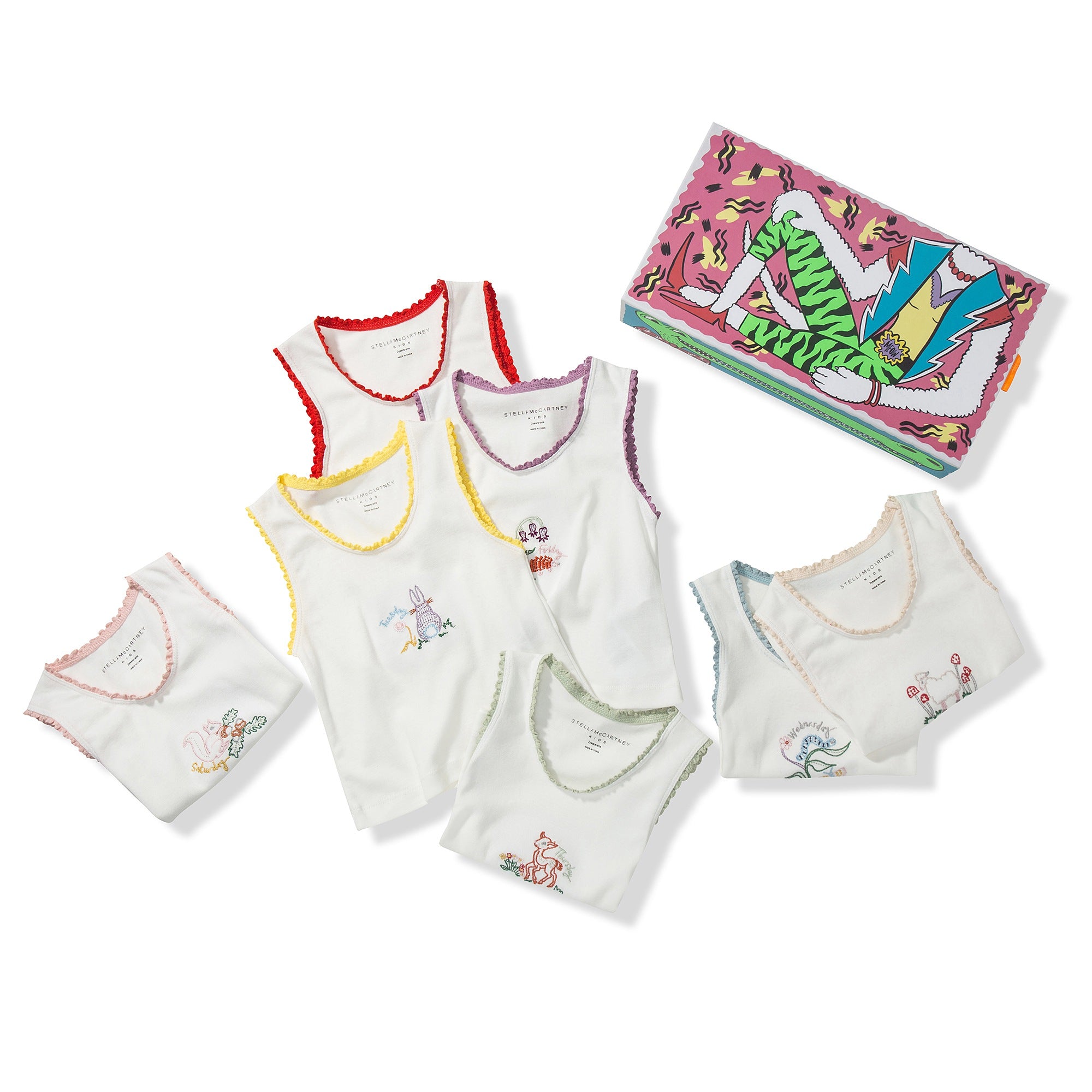 Girls White Organic Cotton Vests 7 Pack Gift Set