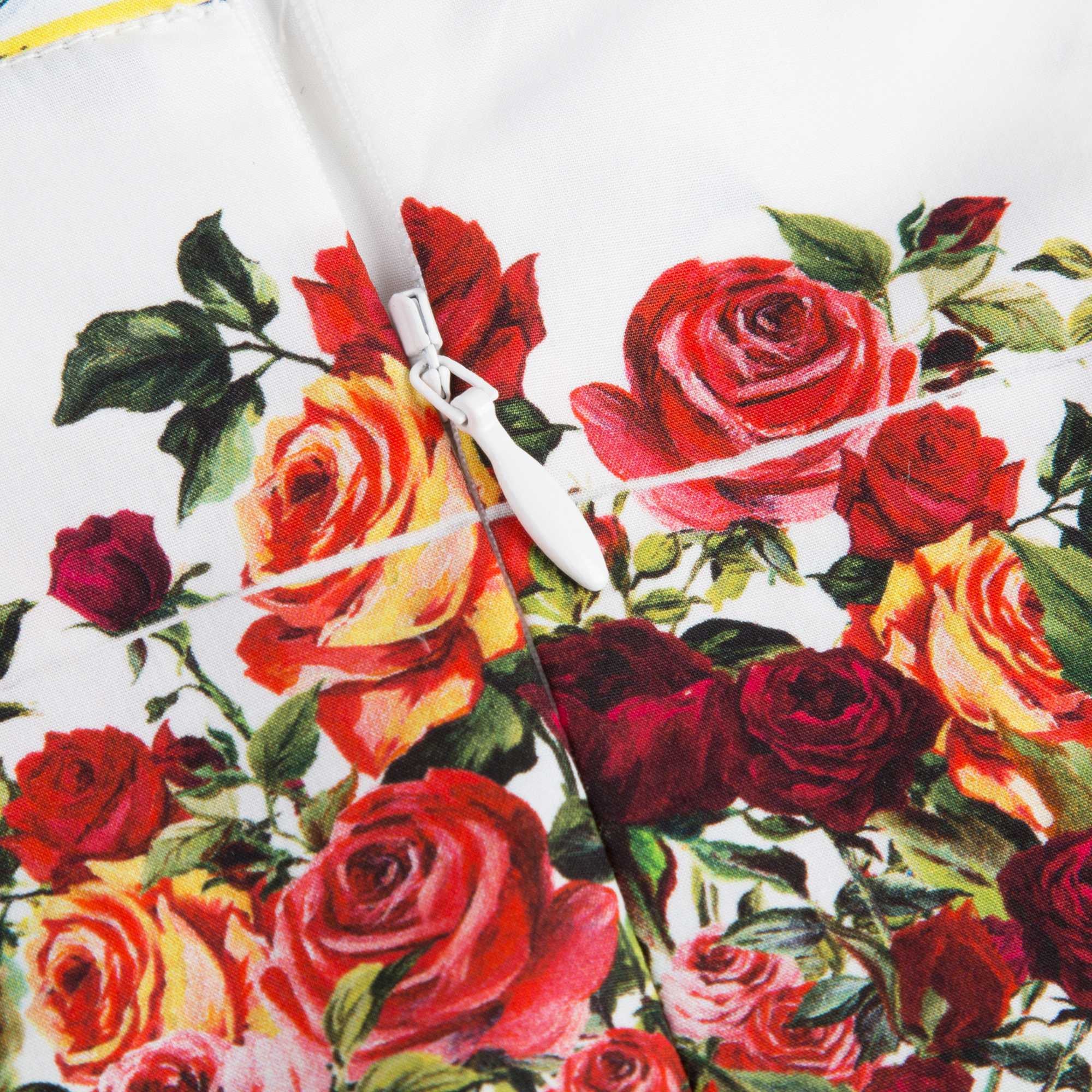 Girls White Rose Printed Top