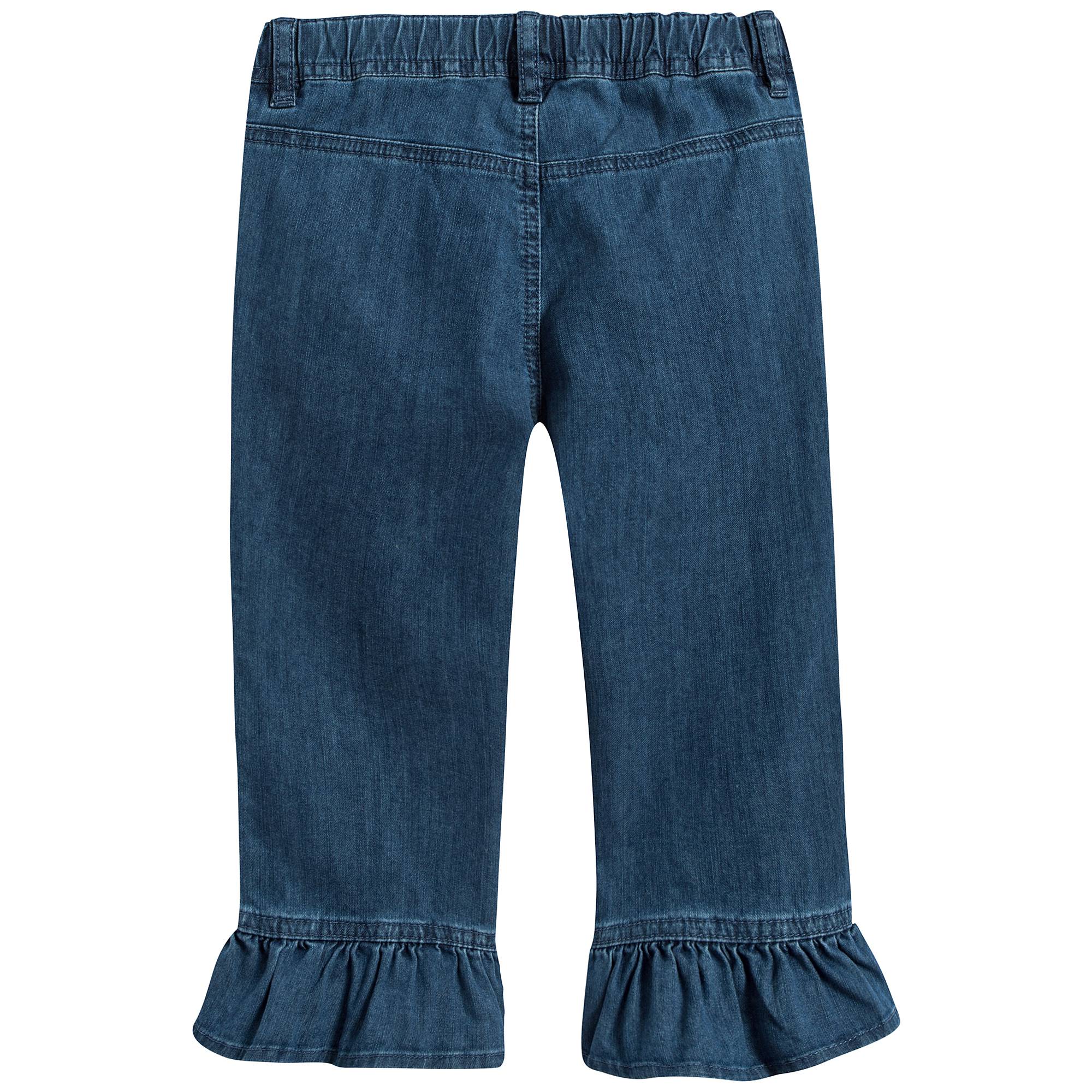 Girls Denim Blue Capri Pants Cotton Trouesrs