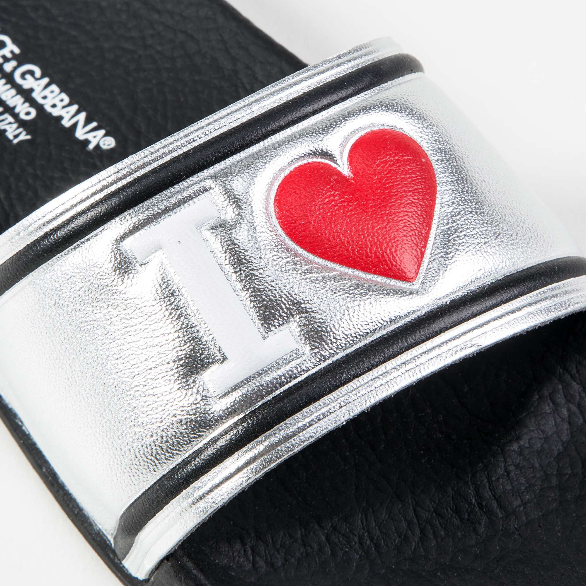 Girls & Boys Black Silver Logo Slippers