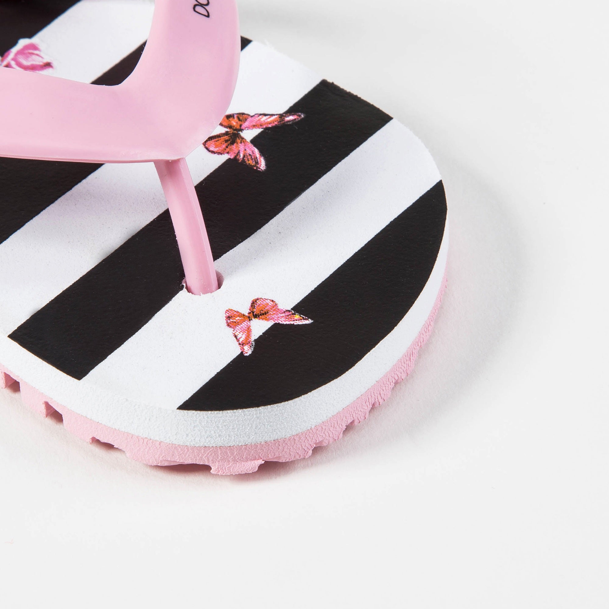 Girls Pink Striped Rose Slippers