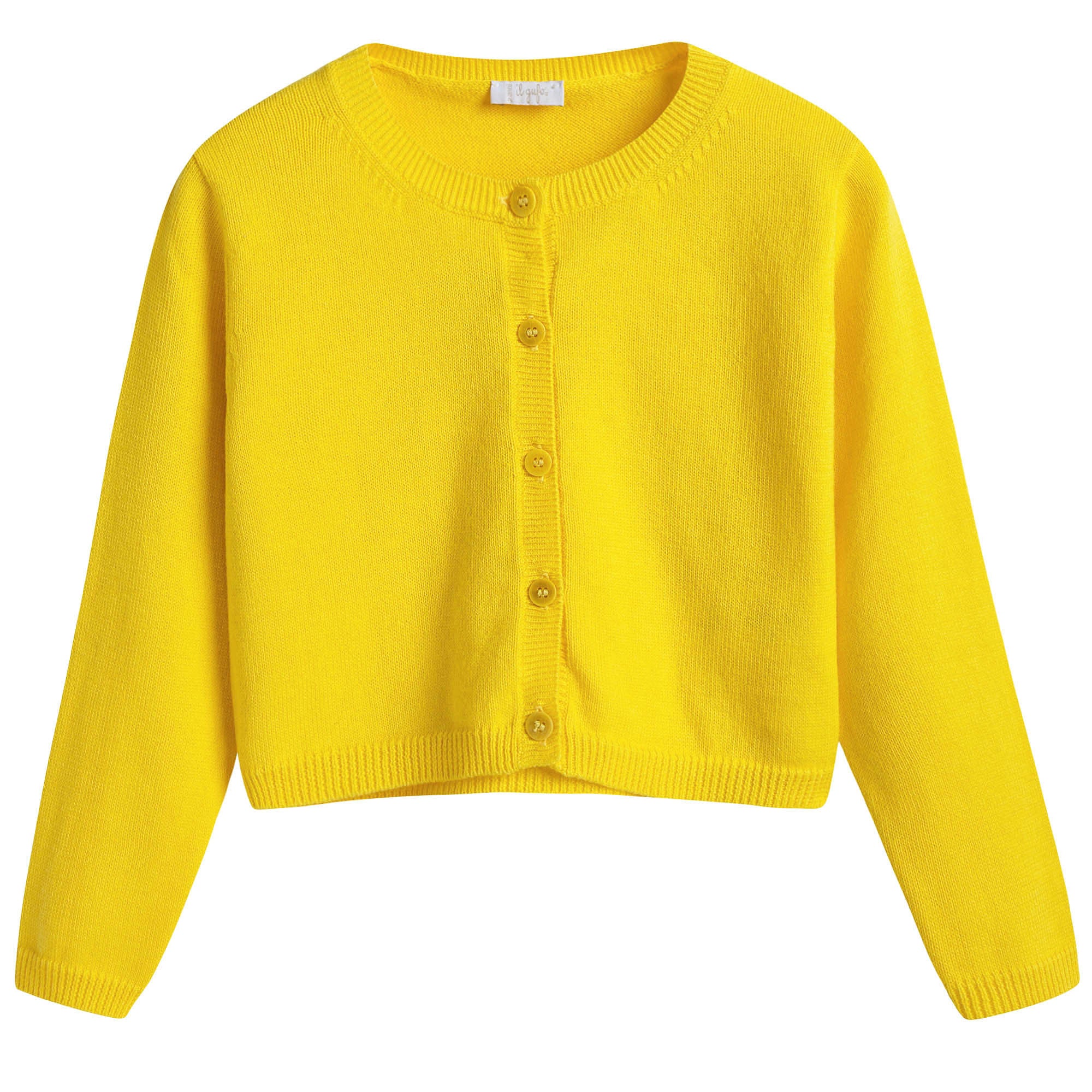 Girls Yellow Cotton Cardigan