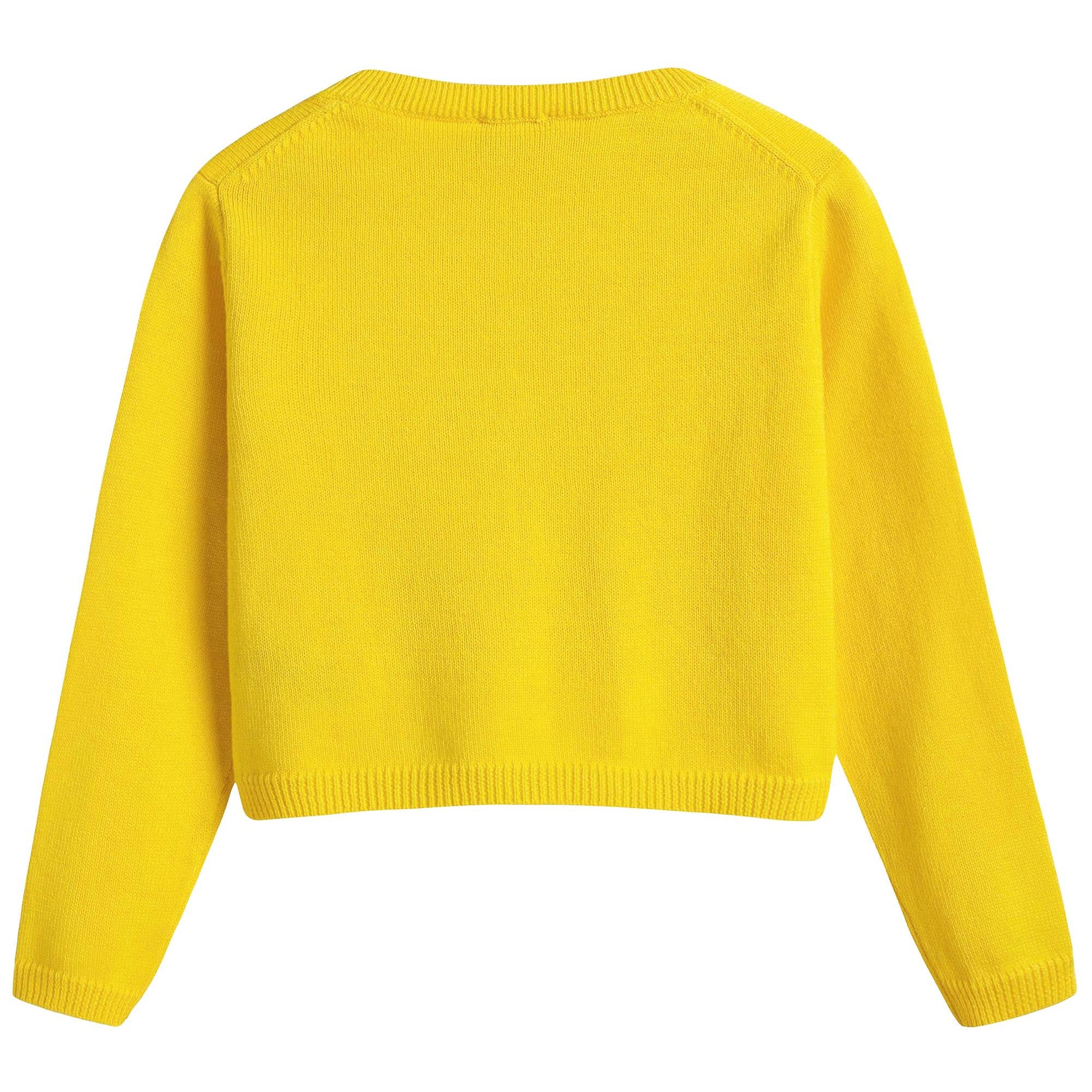 Girls Yellow Cotton Cardigan