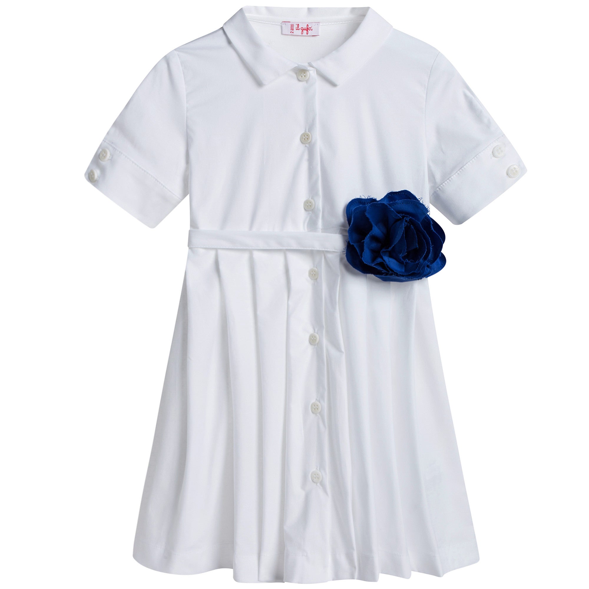 Girls White Dress With Blue Flower
