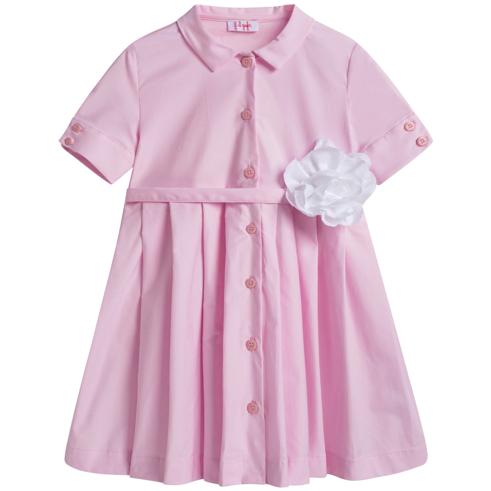 Girls Pink Cotton Dress with Flower