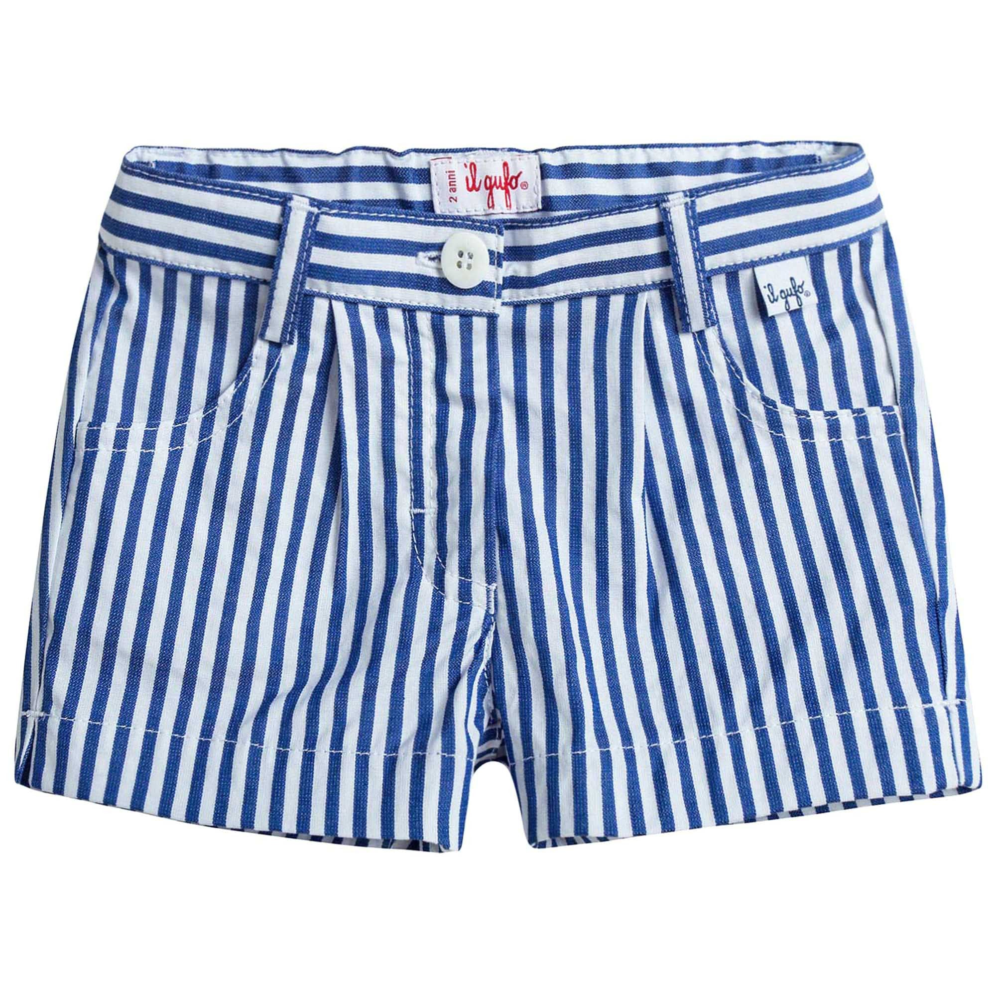 Girls Blue & White Striped Shorts