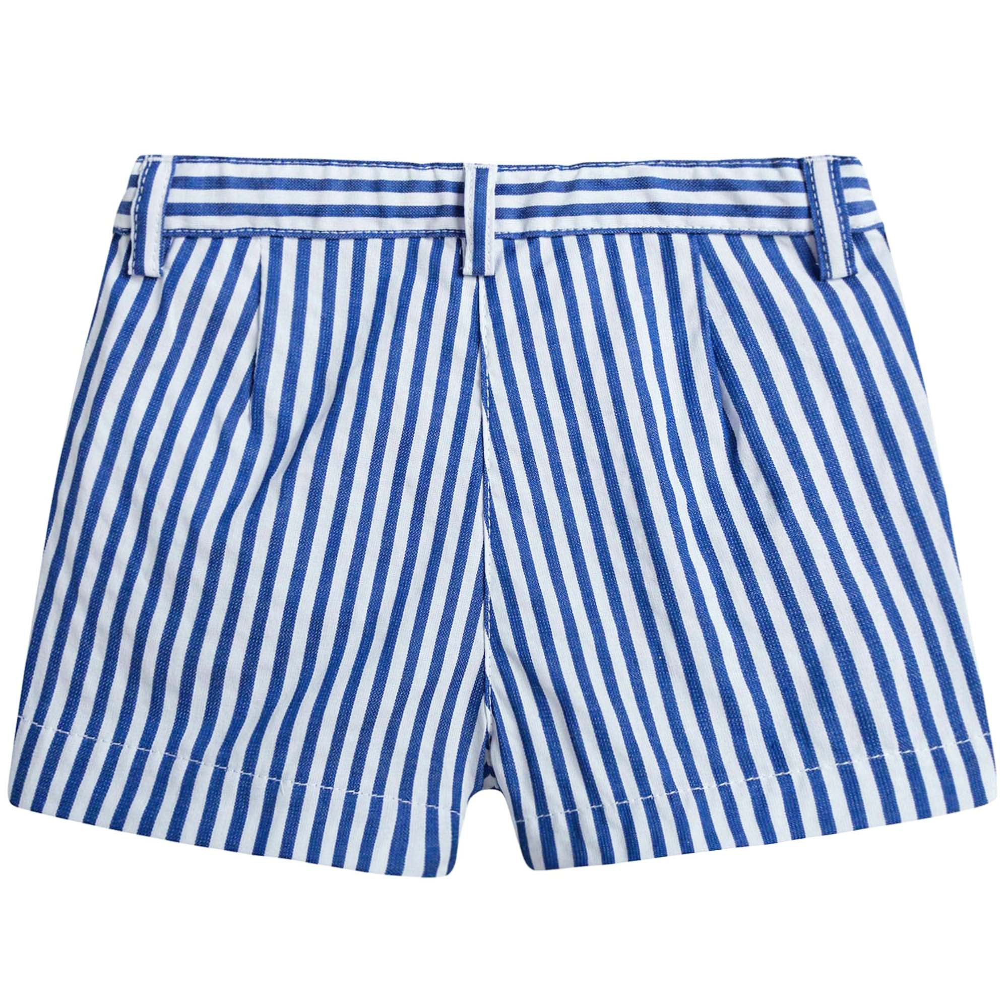 Girls Blue & White Striped Shorts
