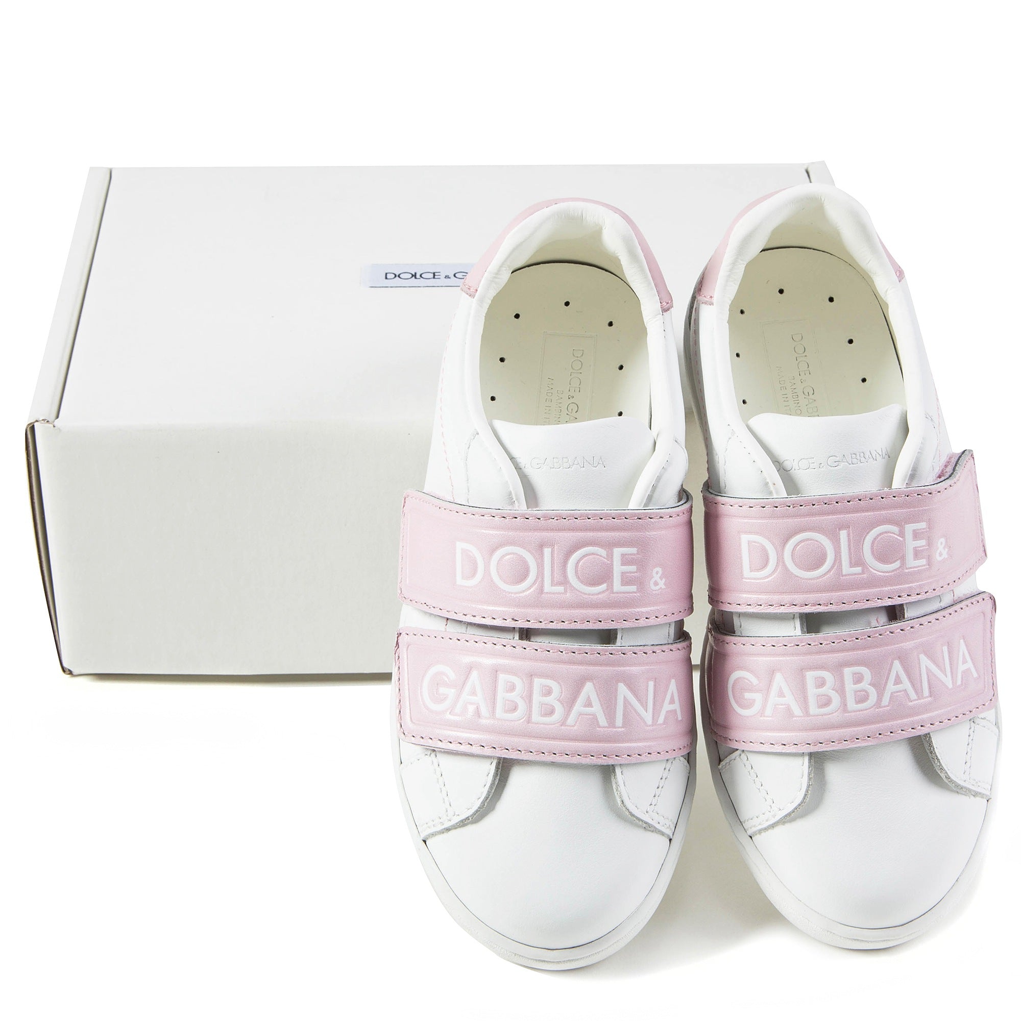 Girls White Pink Logo Shoes