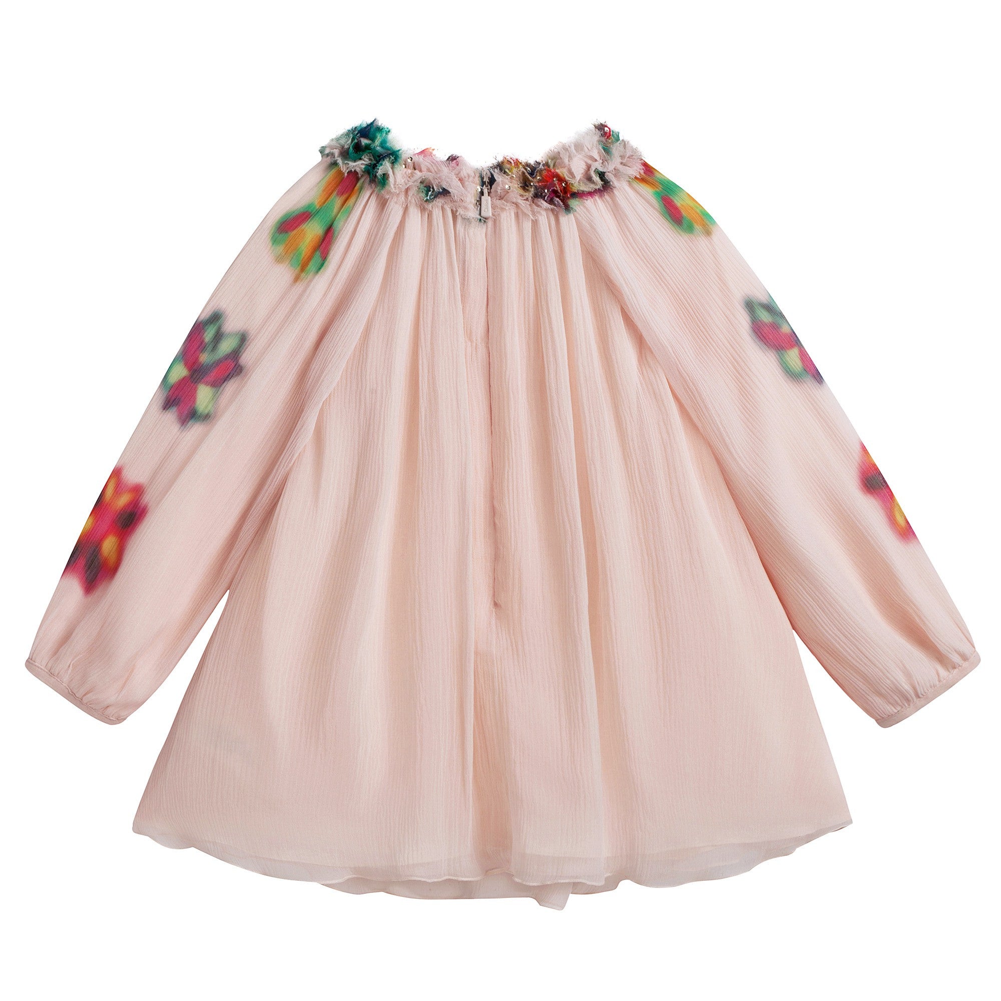 Girls Pink Silk Dress