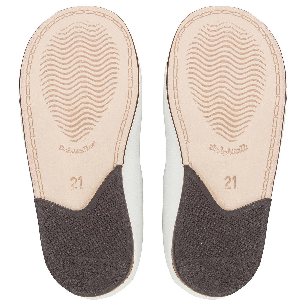 Chaussures en cuir ivoire pour bébés filles avec ornements en diamants blancs