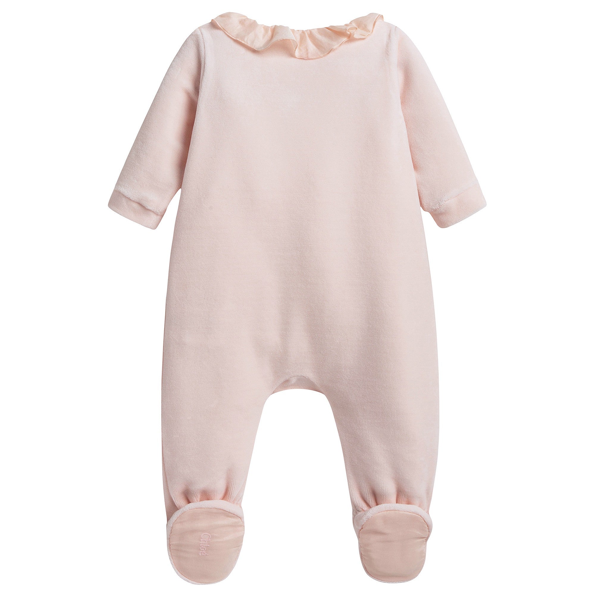 Baby Girls Pink Velour Babygrow