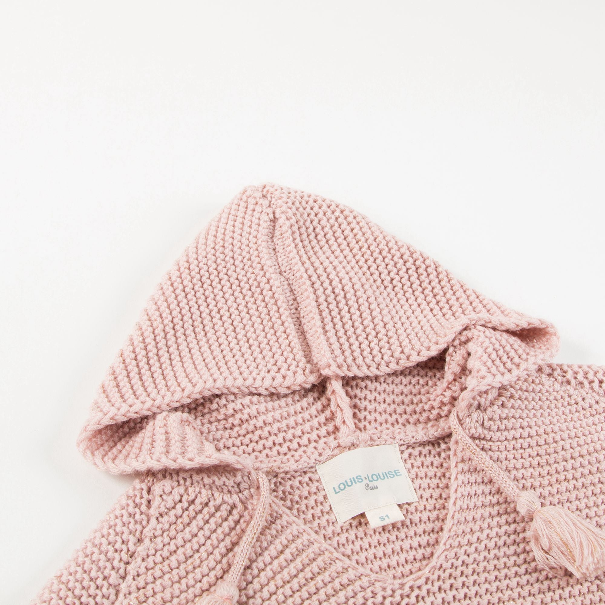 Baby Girls & Girls Wool knitted Pink Poncho